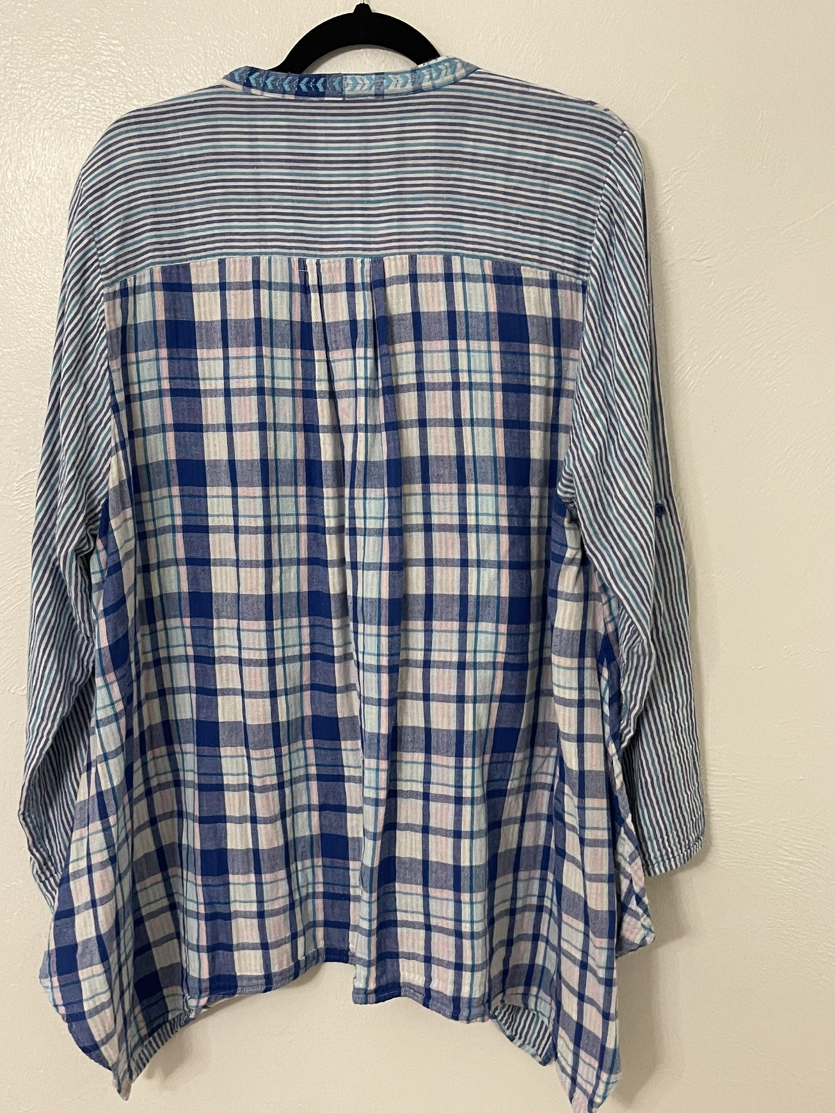 Angel Heart Boutique Embroidered Top Plaid Boho, Vacation Laganlook 2XL