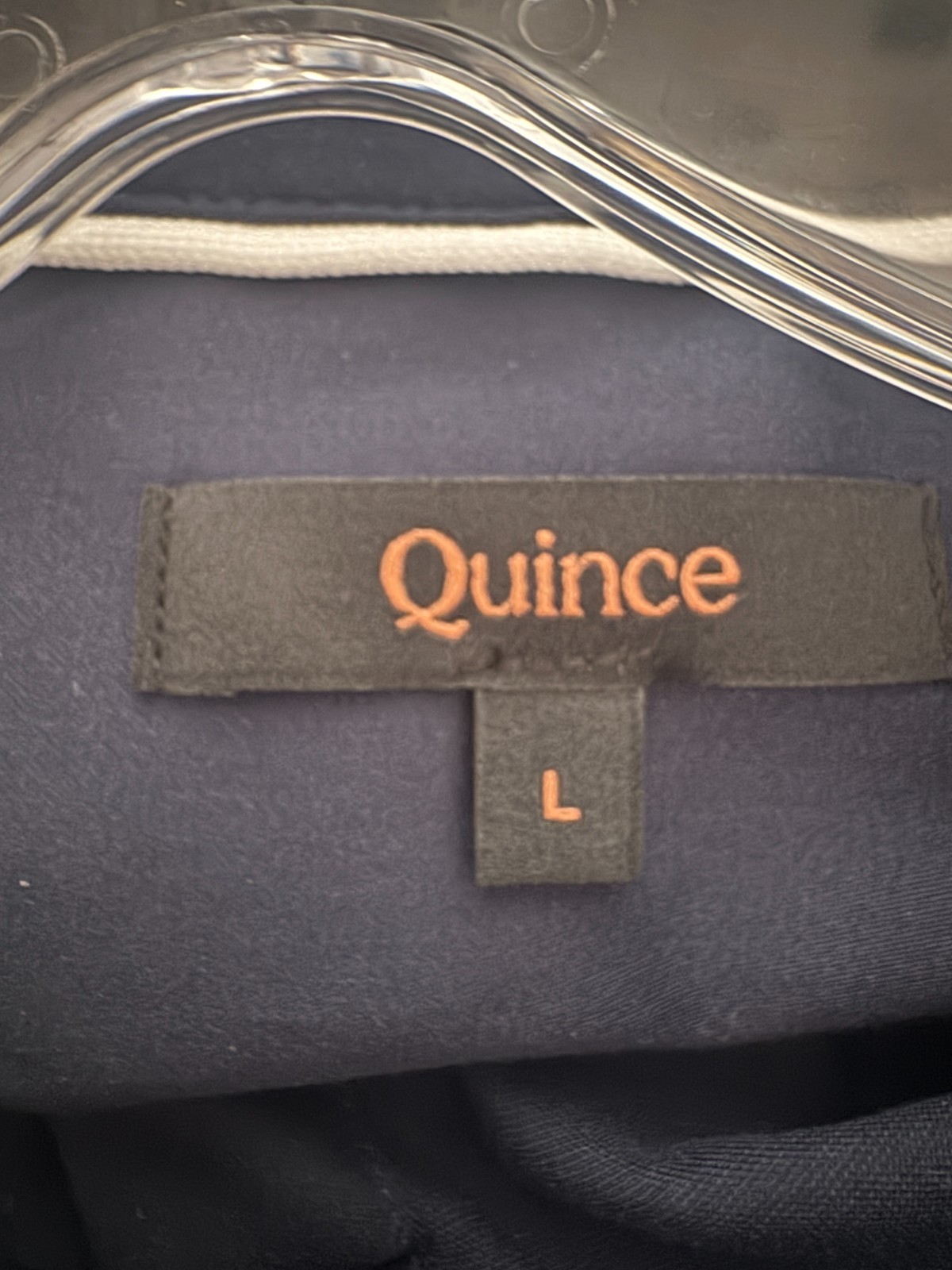 Quince NWT Organic Stretch Cotton Tailored Shirt Women’s L Navy Blue Minimalist