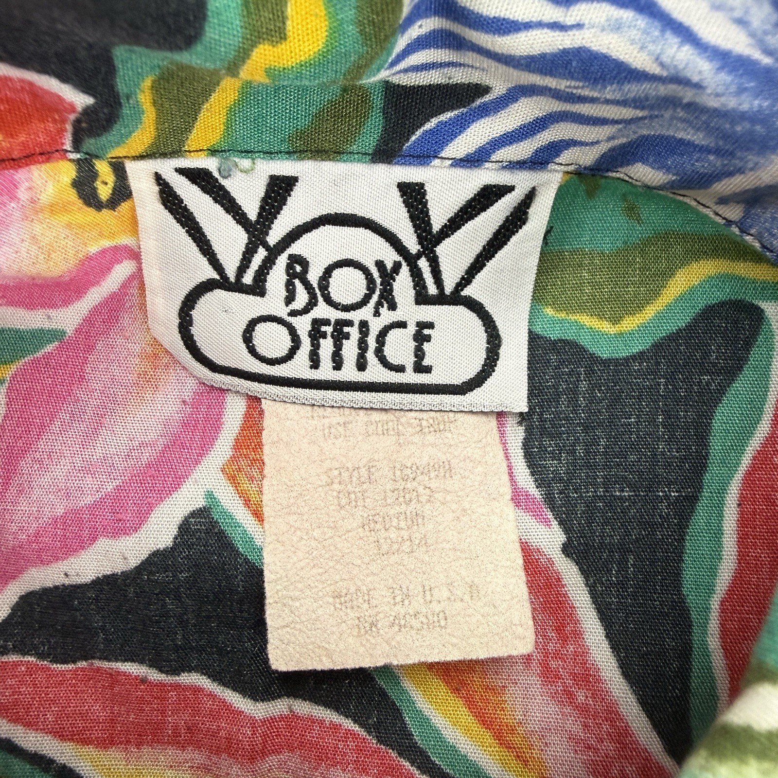 Vintage Aloha Hawaiian Shirt Womens Medium M Green Pink Floral Box Office