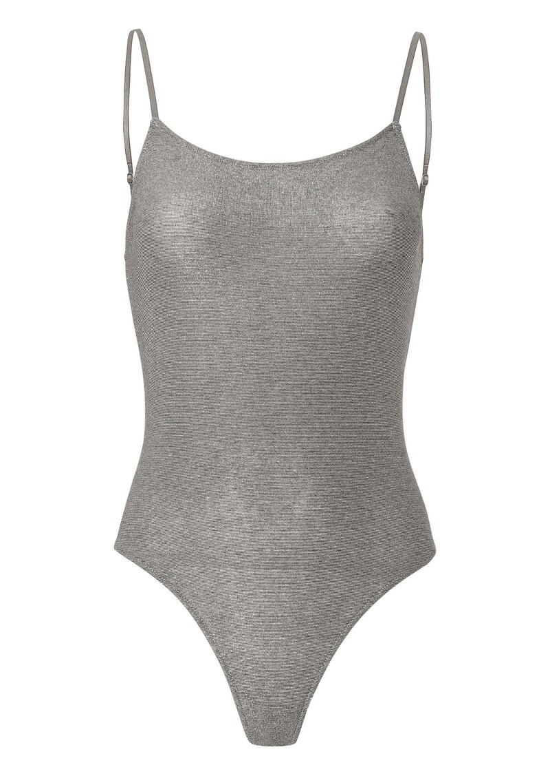 NWT Only Hearts Intermix Second Skin Metallic Gunmetal Silver Bodysuit Size S