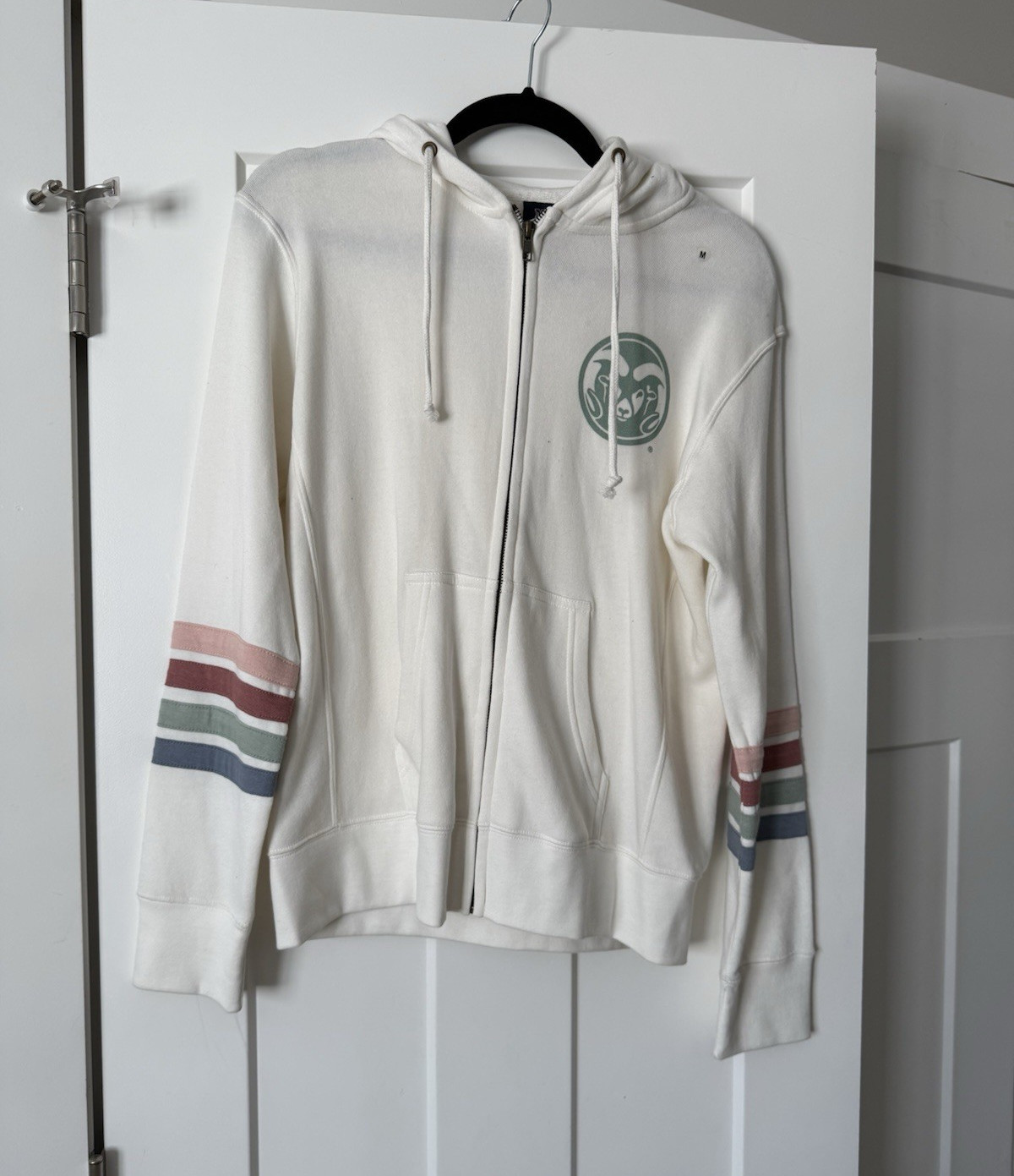 MV Sport Women’s Colorado State Rams Logo Full Zip Striped Hoodie w/ Pockets M
