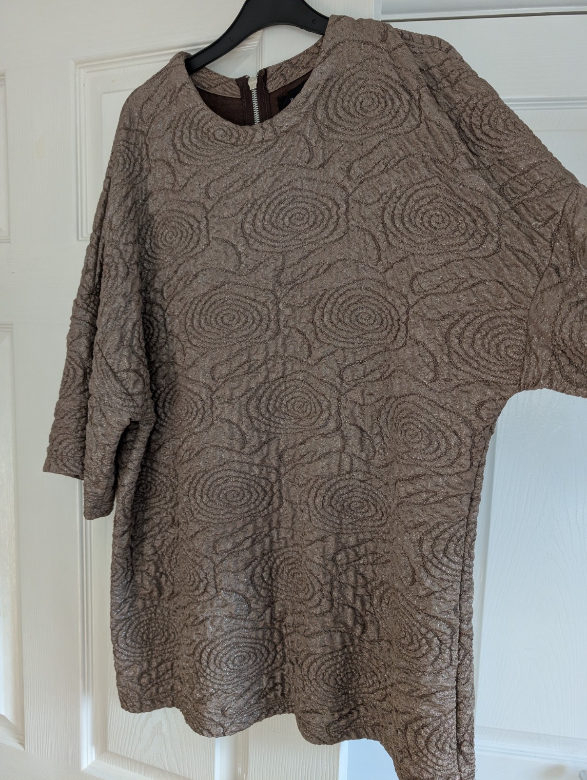 Zara Special Edition Bronze Metallic Style Rose Embossed Texture Soft Top Medium