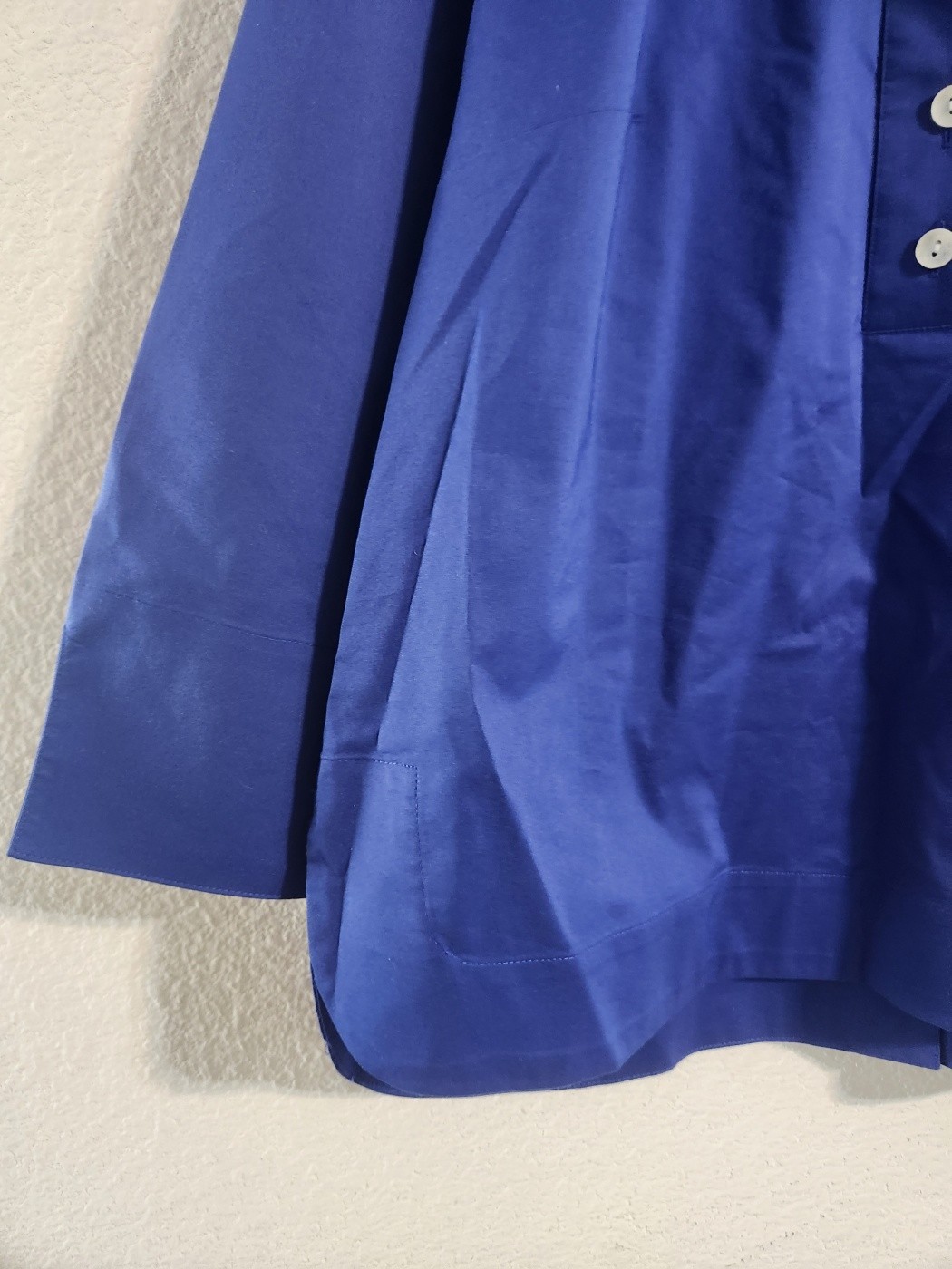 Hinson Wu Aileen 3/4 Sleeve Button Back Top Lapis Blue size Medium