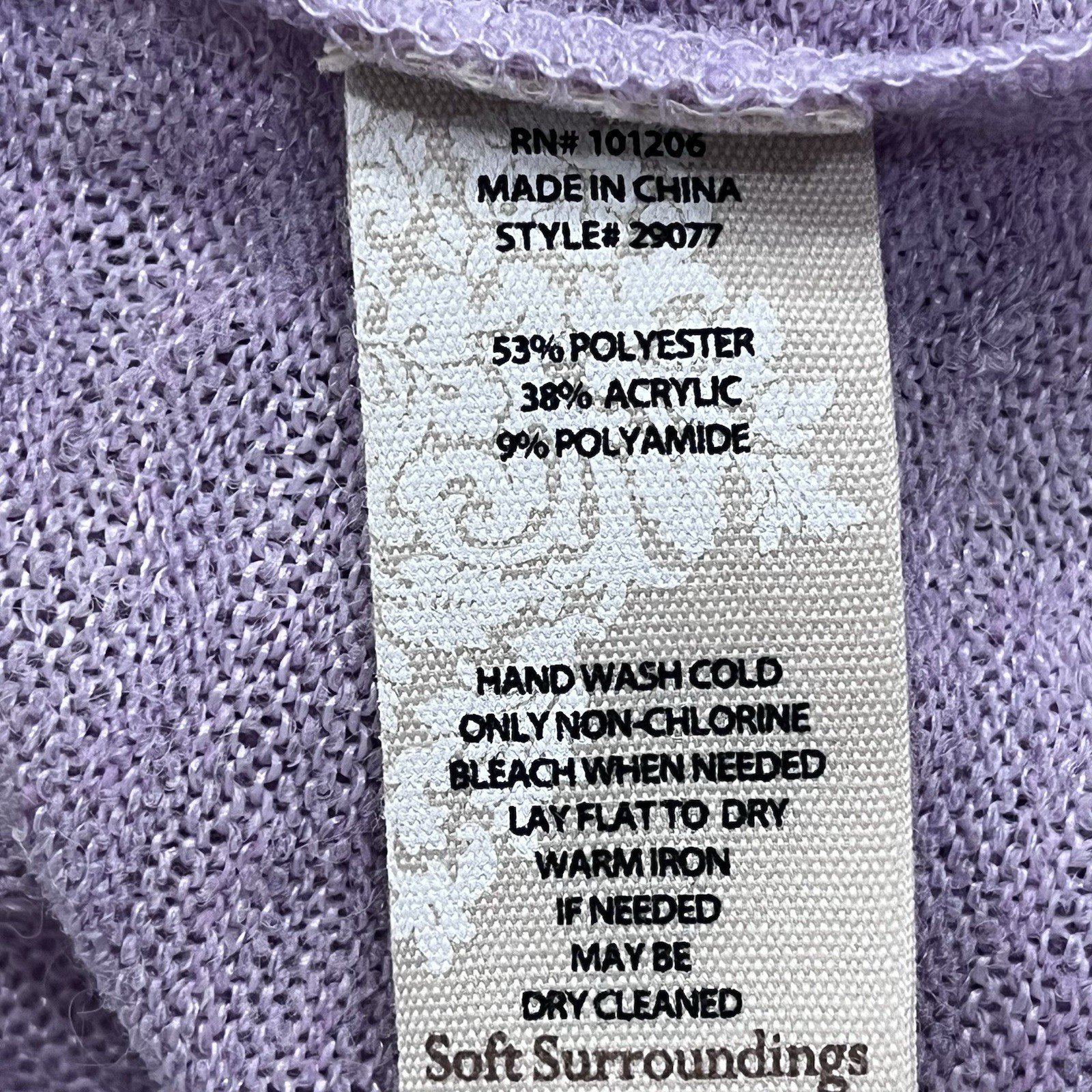 Soft Surroundings Lavender Ribbed Mock Neck Top Asymmetrical Layered Back Zip