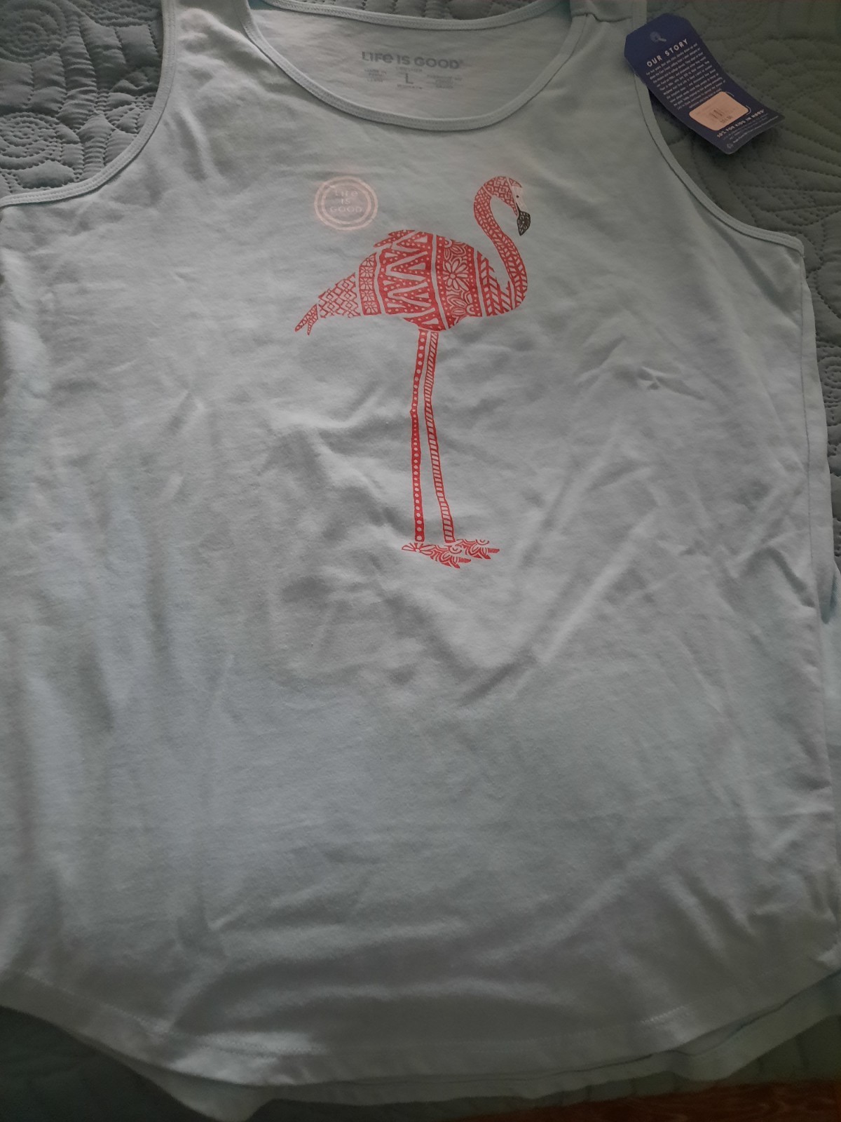 Life Is Good Flamingo Tank Top Womens Crusher LG NWT