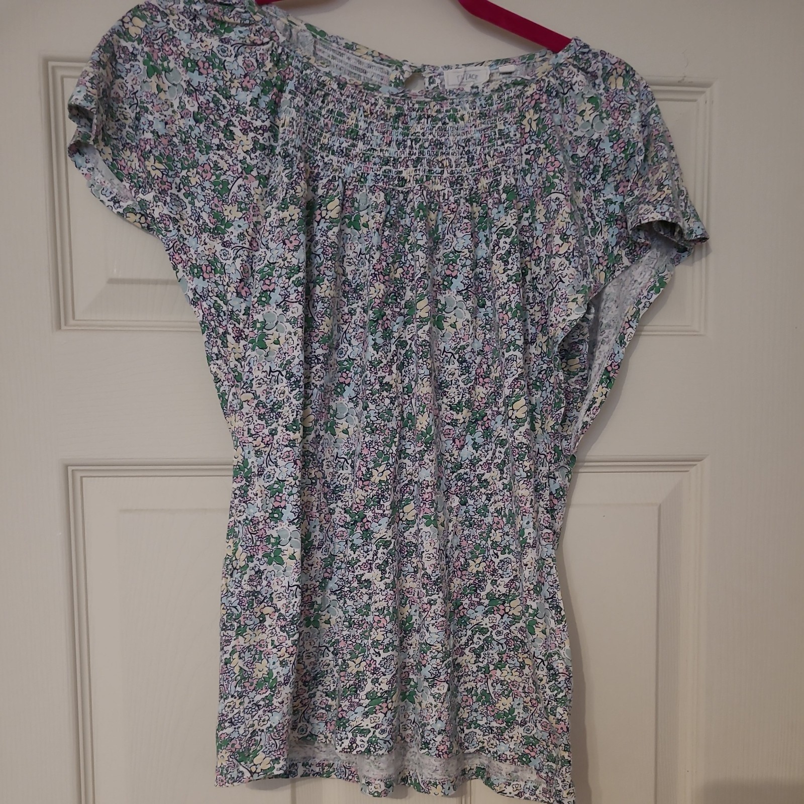 Fat Face Sammy sugar floral ruffled smocked cotton blouse top UK8