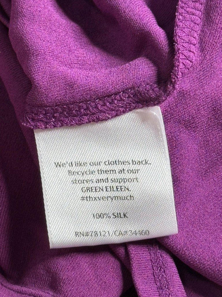 EUC Womens Eileen Fisher 100% silk short sleeve t-shirt purple size S