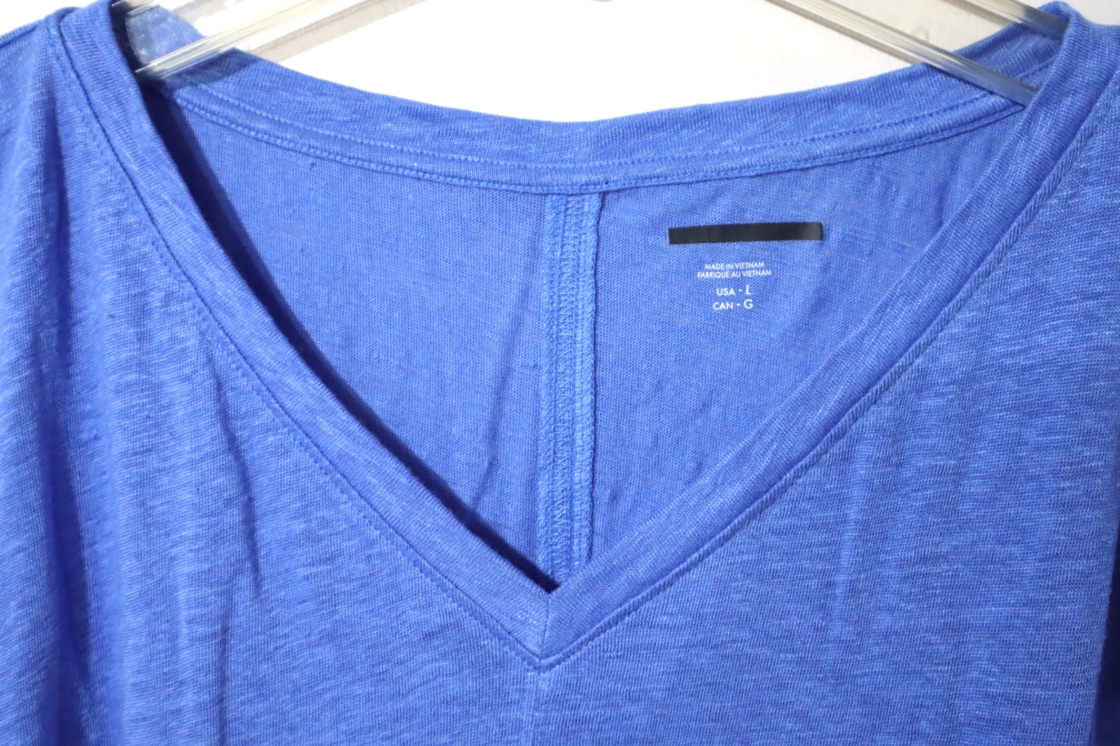 Eileen Fisher Women`s $118 Organic Linen Jersey V-Neck Tee in Cornflower size 2X