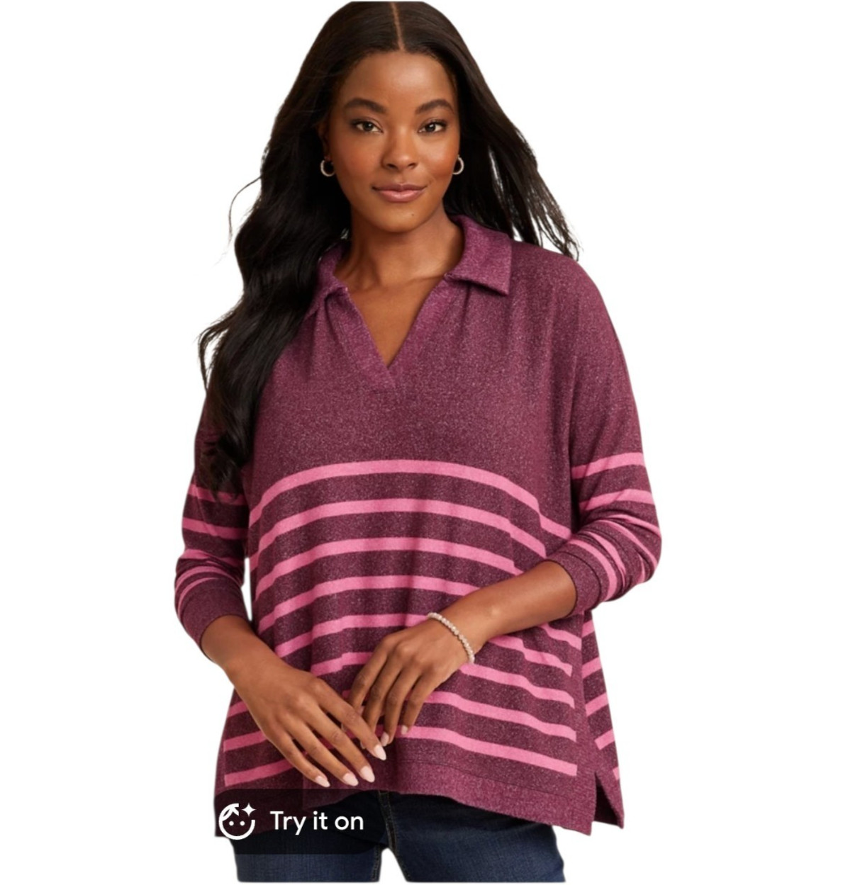 Maurices Womens Size Large Collared Fairway Striped Top
