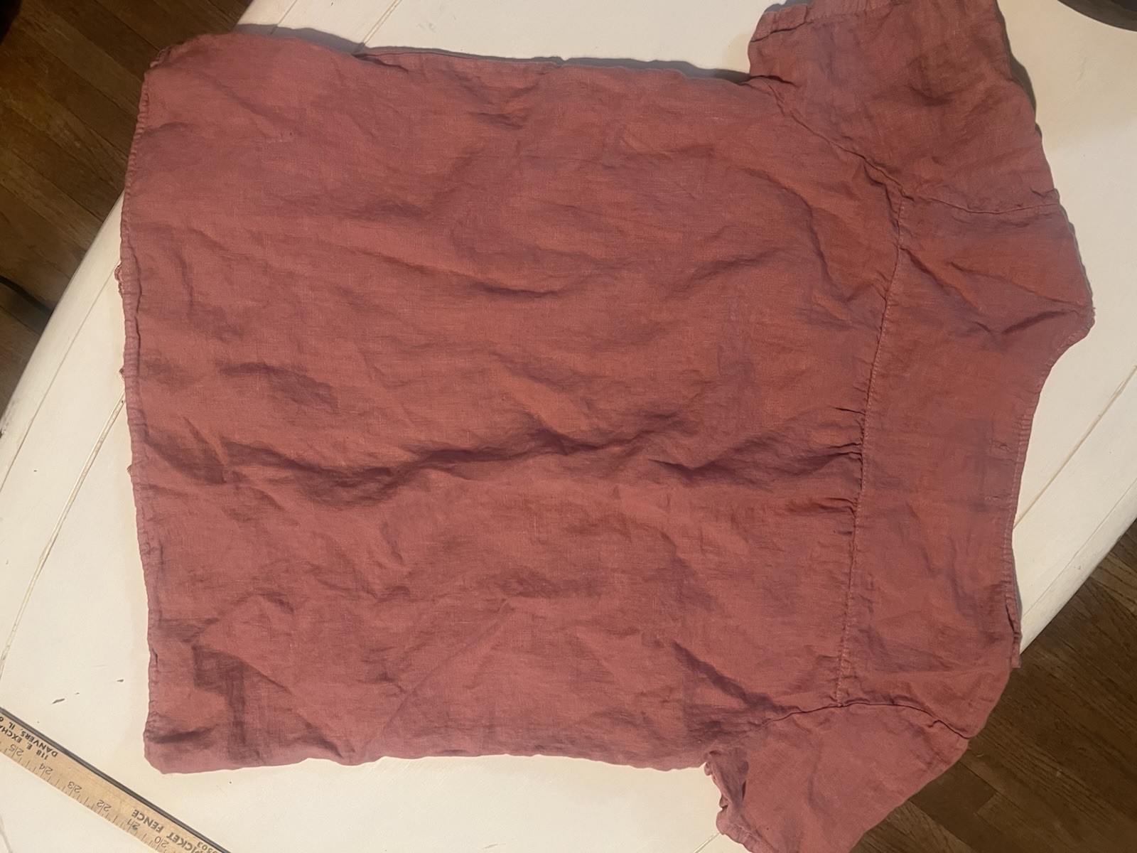 Lina Tomei 100% Linen Top Womens Large Dusty Rose Embroidered Boho Cottagecore