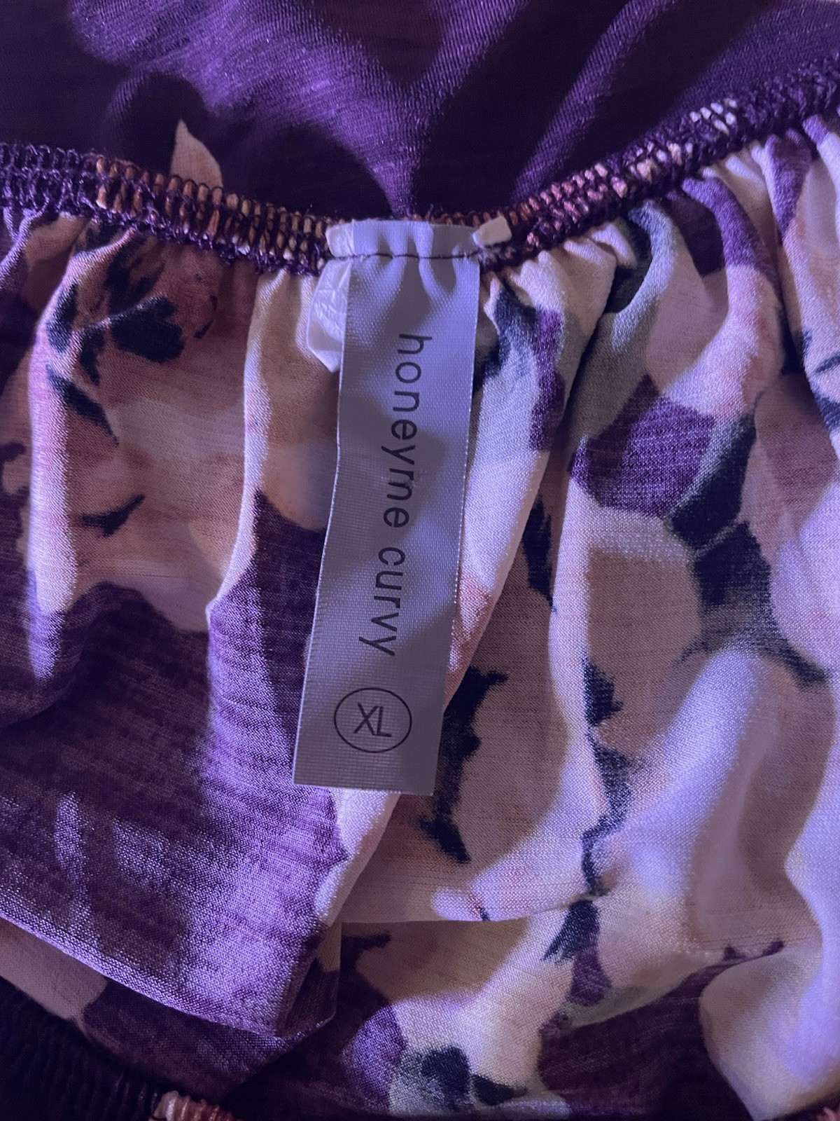 Honeyme Size XL Curvy Burgundy Floral Print Tunic Shirt With flared Arm’s