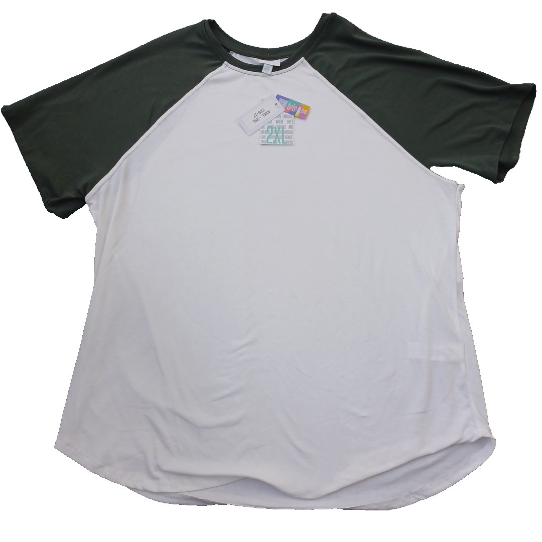 LuLaRoe Axel 2XL Short Sleeve Shirt Unisex Green & White NWT