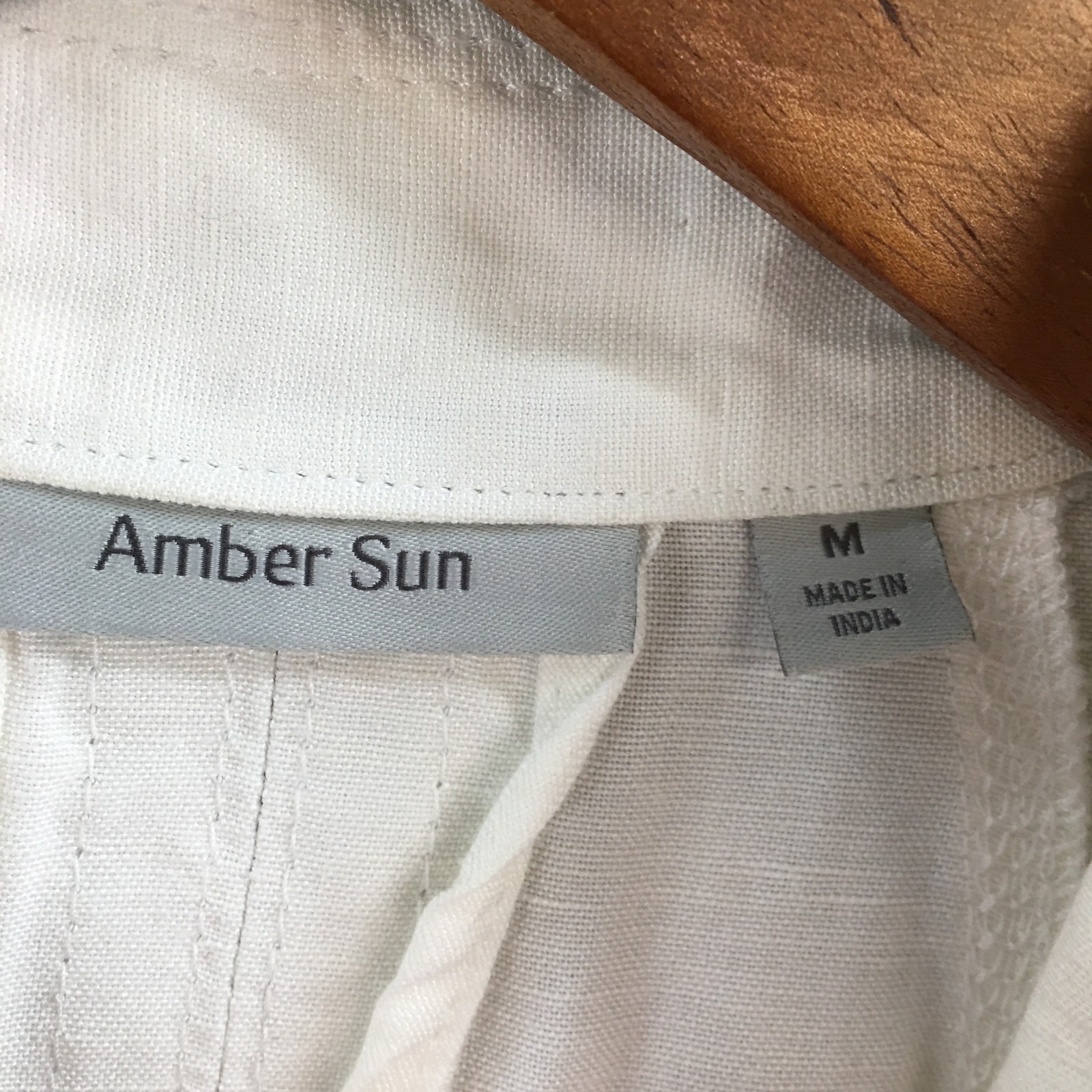 Amber Sun Jacket Womens M Safari Utility Flap Pocket Linen Dry Clean Off White