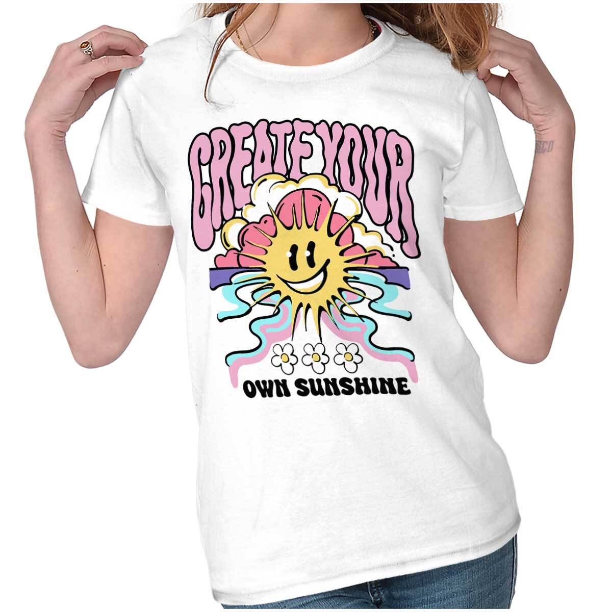 Groovy Retro Create Your Own Sunshine Face Graphic T Shirts for Women T-Shirts