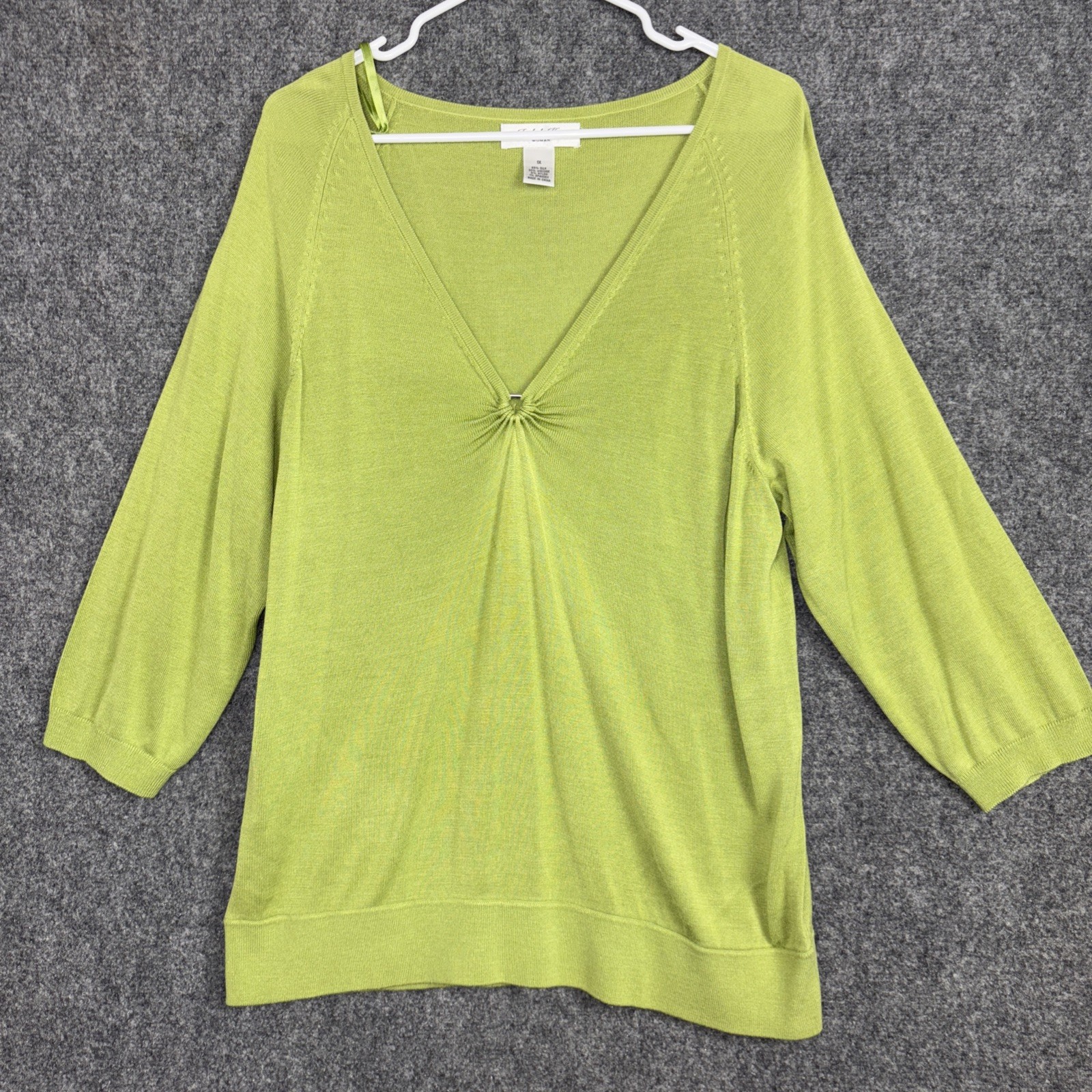 Judith Hart Top Womens 1X Green Silk Blend Knit Top