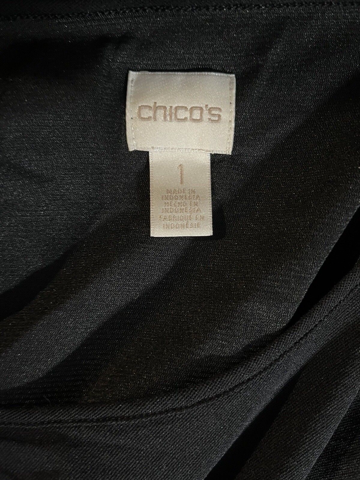 CHICO’S Black Chiffon Sheer Lined Lightweight Top Blouse Kimono Sleeve 1 M 8