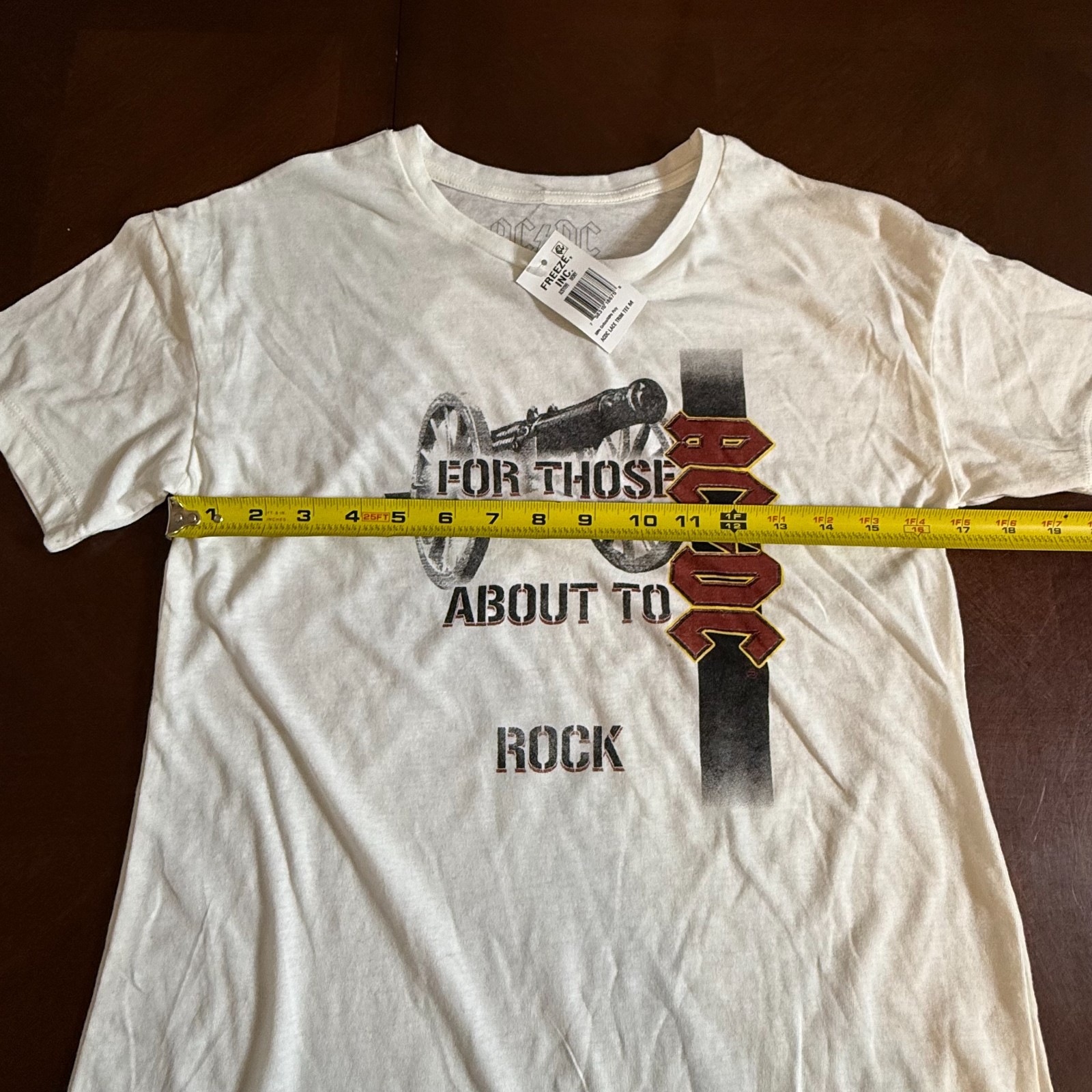 AC/DC For Those About To Rock Lace Trim T-Shirt M White Graphic Band Tee NWT