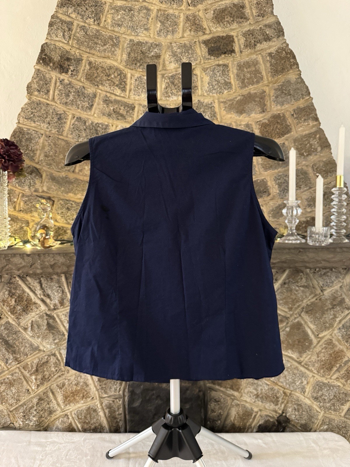 Vintage Y2K Fairway Sport Sleeveless Button Up Blouse Blue Size L Made In USA