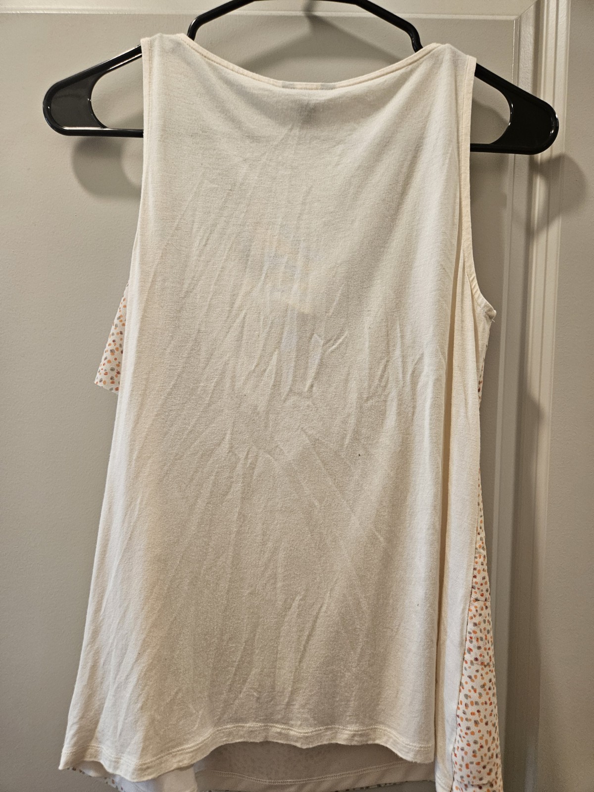 Ann Taylor- Womens Medium- Silky Orange Polka Dot- Ruffled Sleeveless Cowl Top
