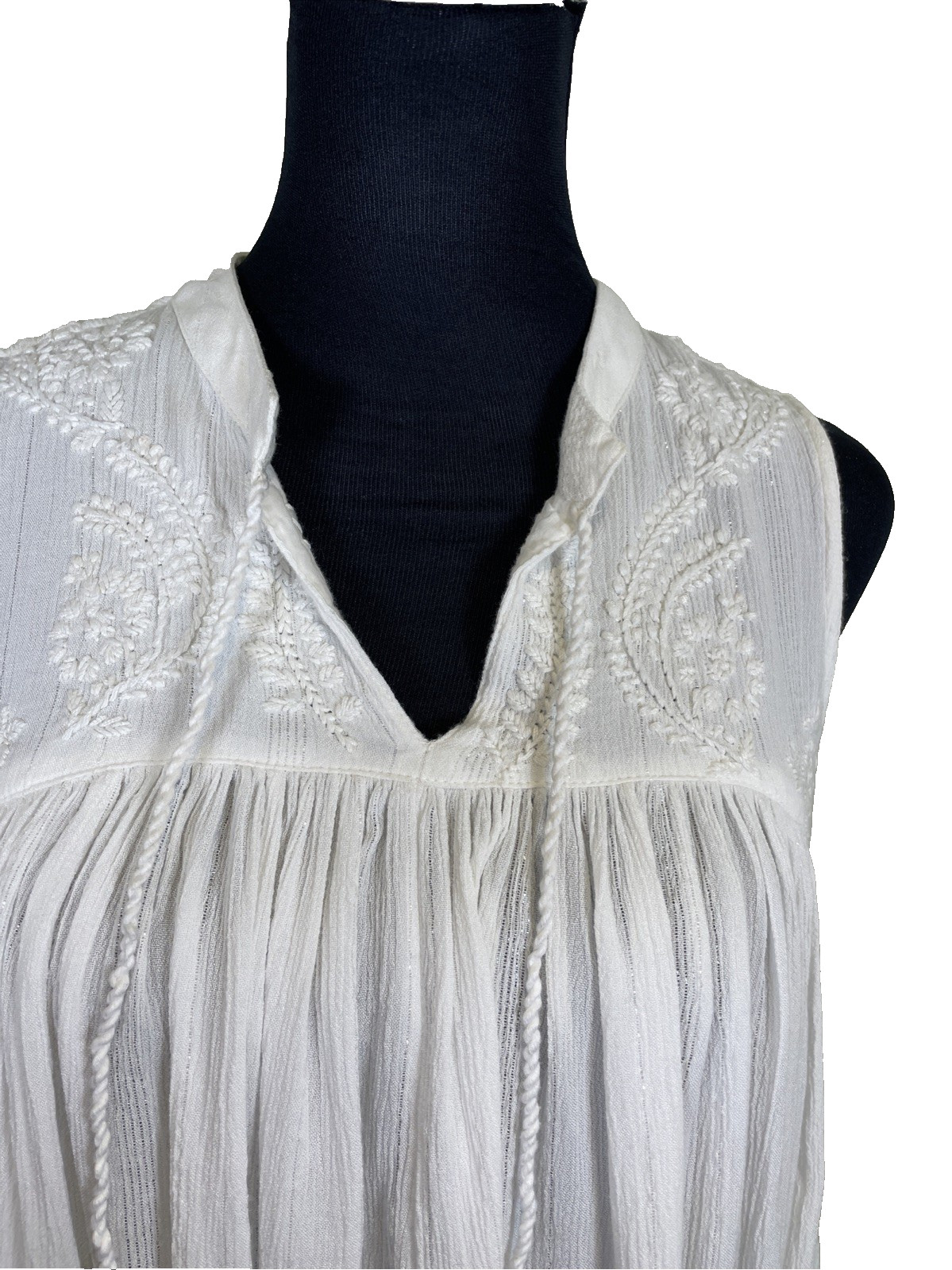 Rachel Zoe Women’s Boho Blouse Size S White Babydoll Bohemian Western Country