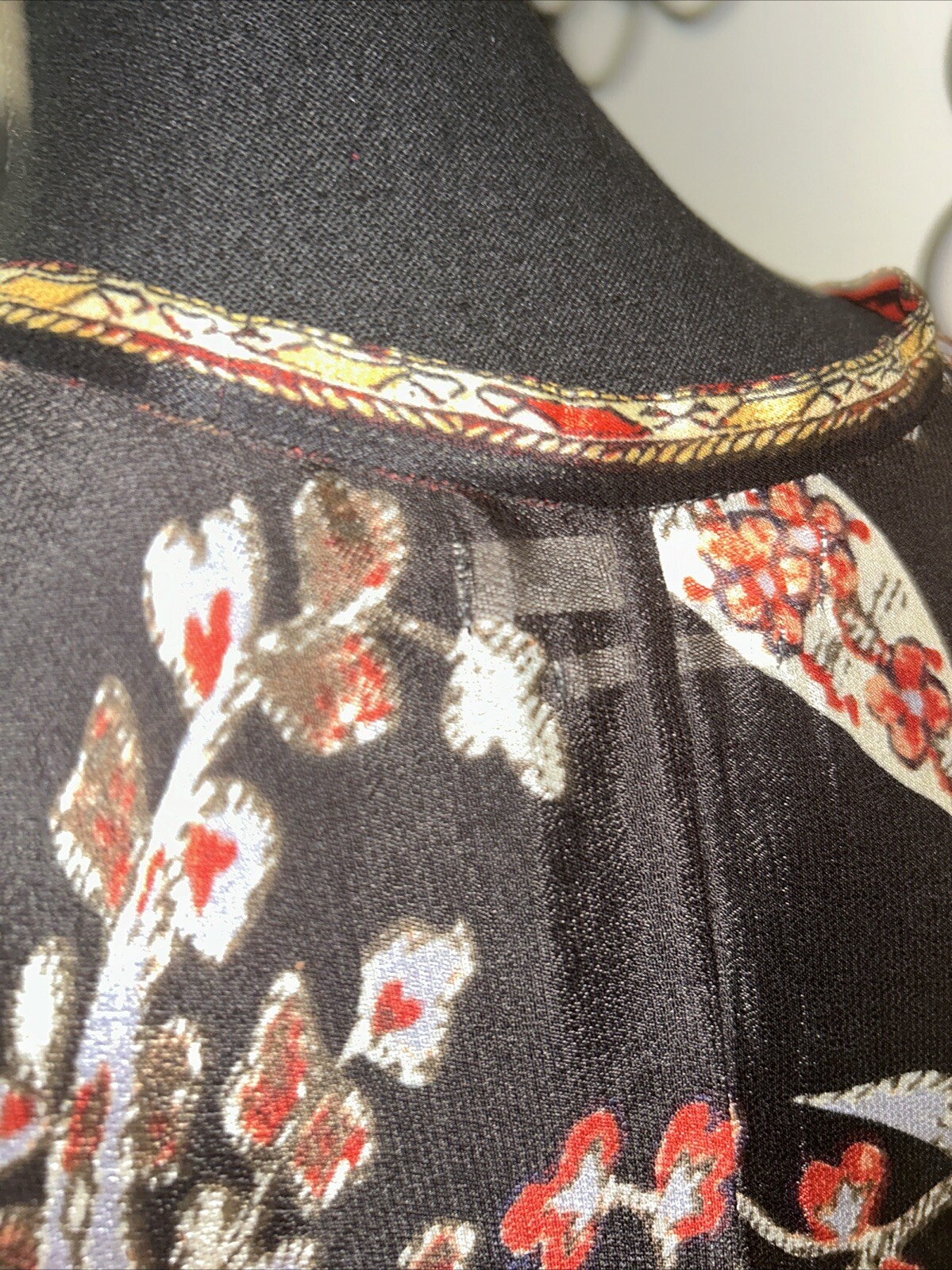 Isabel Marant Etoile Top Tucson Black/Red Paisley Print Crepe Blouse Sz M