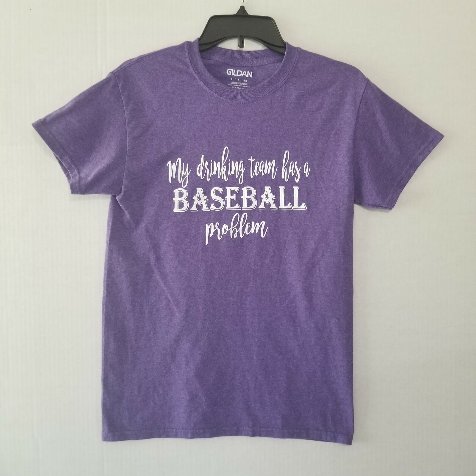 Gildan Drinking and/or Baseball Purple T-Shirt