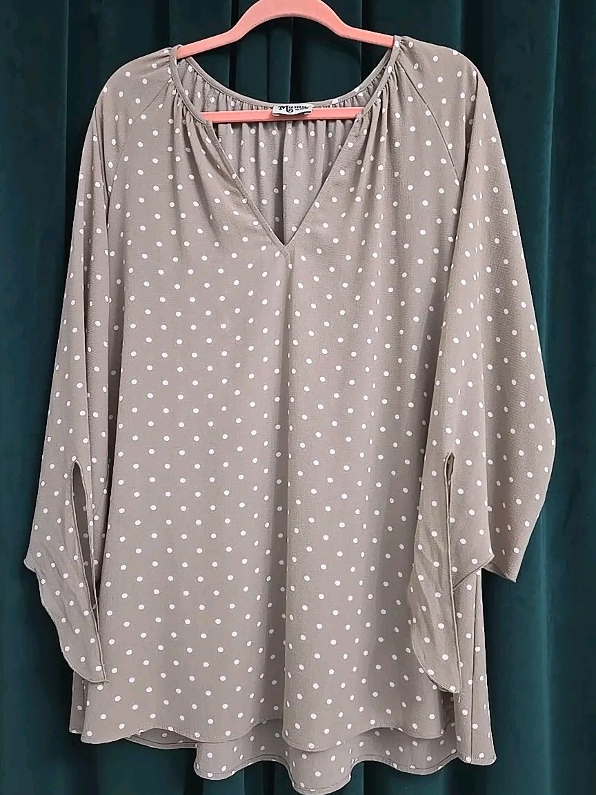 Show Me Your Mumu Women’s Astrid Tunic Long Sleeve Polka Dot V Neck Size Medium