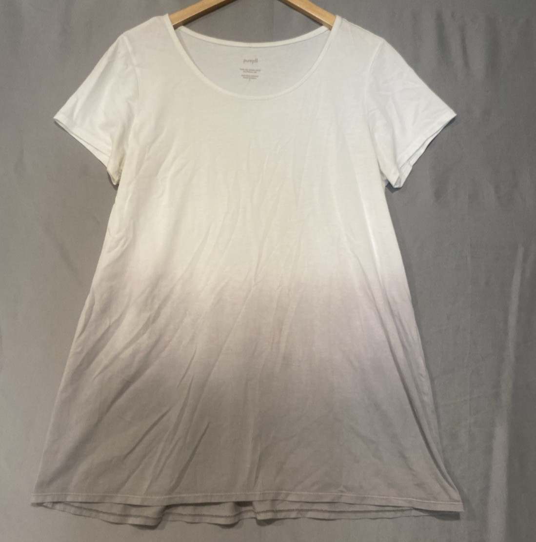 Pure Jill Women’s Top Tunic S Ombré Scoop-Neck Elliptical Tee 100% Pima Cotton