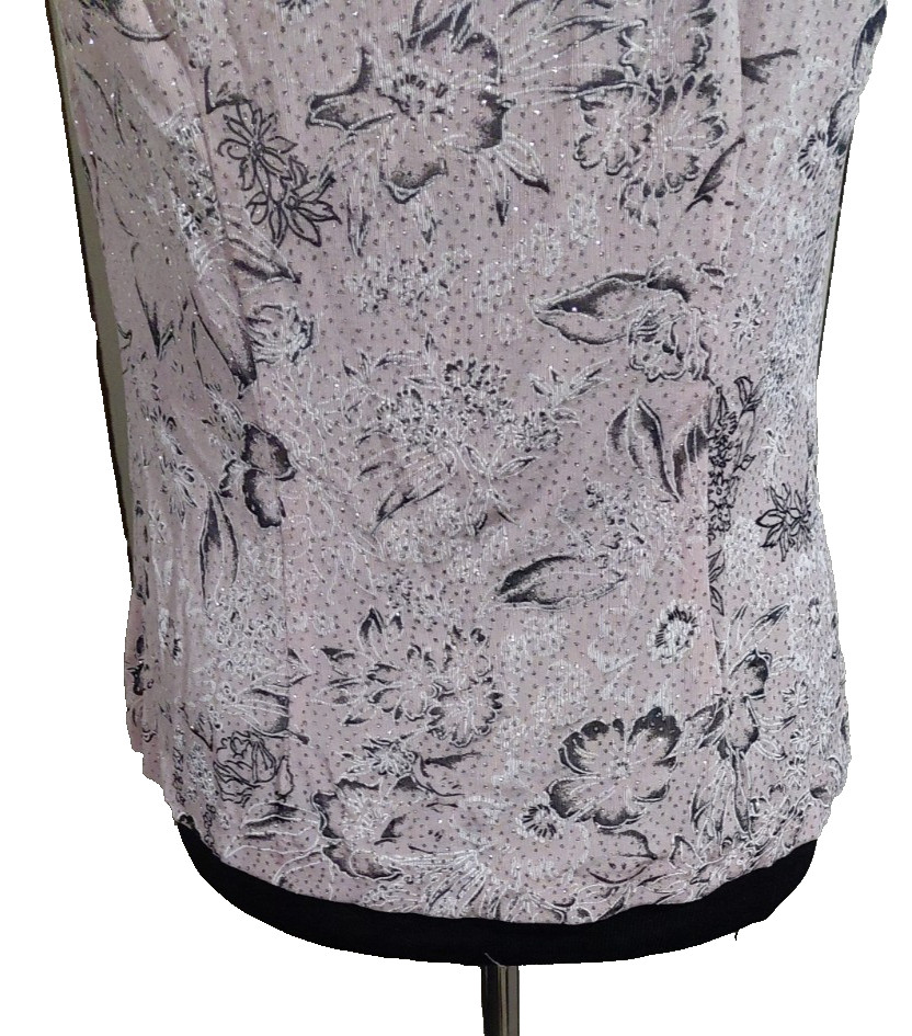 Alex Evenings Formal Dressy Tank Top Lavender Pink Gray Floral Glitter SZ Medium