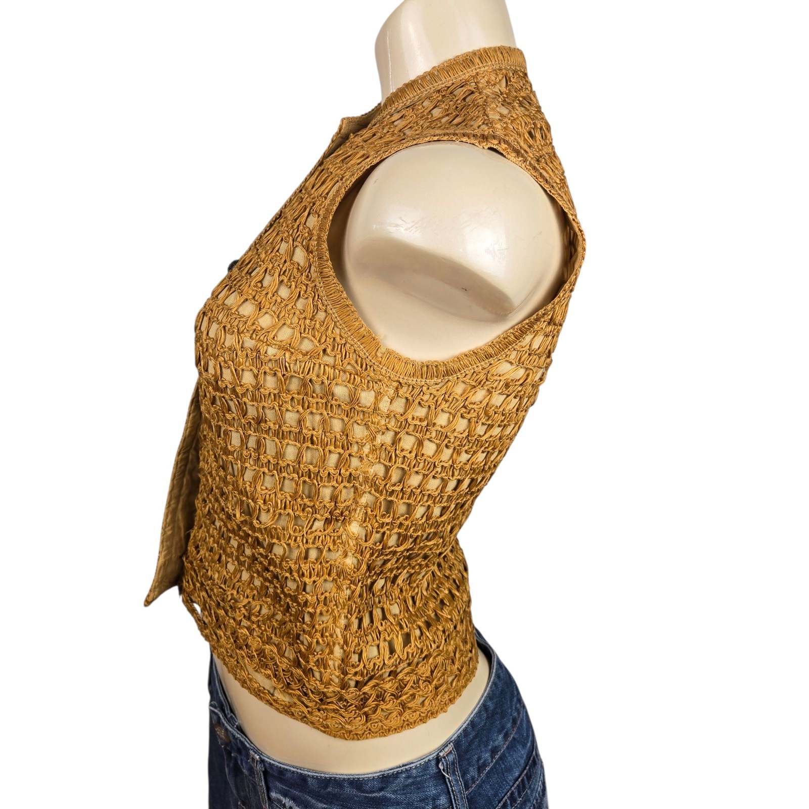 Vtg 60s I Magnin Bill Atkinson Glen of Michigan Twine Top Sz S Boho Cottagecore
