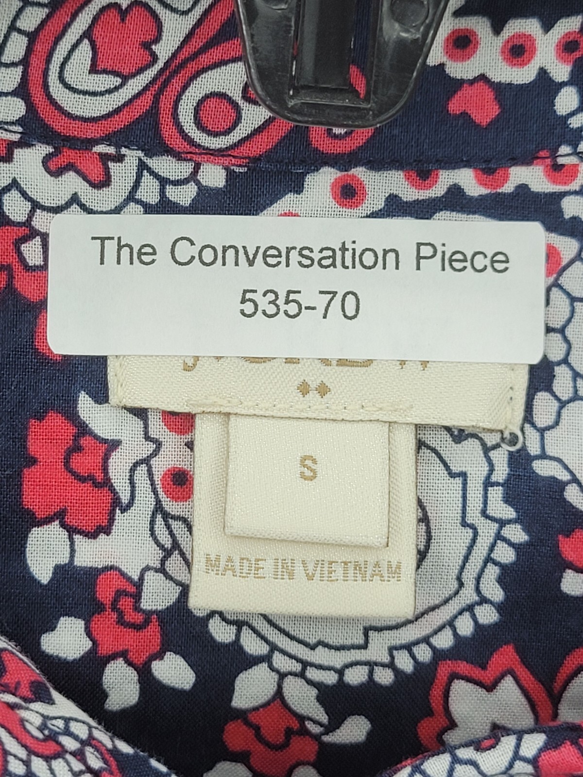 J Crew Top Womens Small Blue Red White Floral Paisley Button Up Feminine