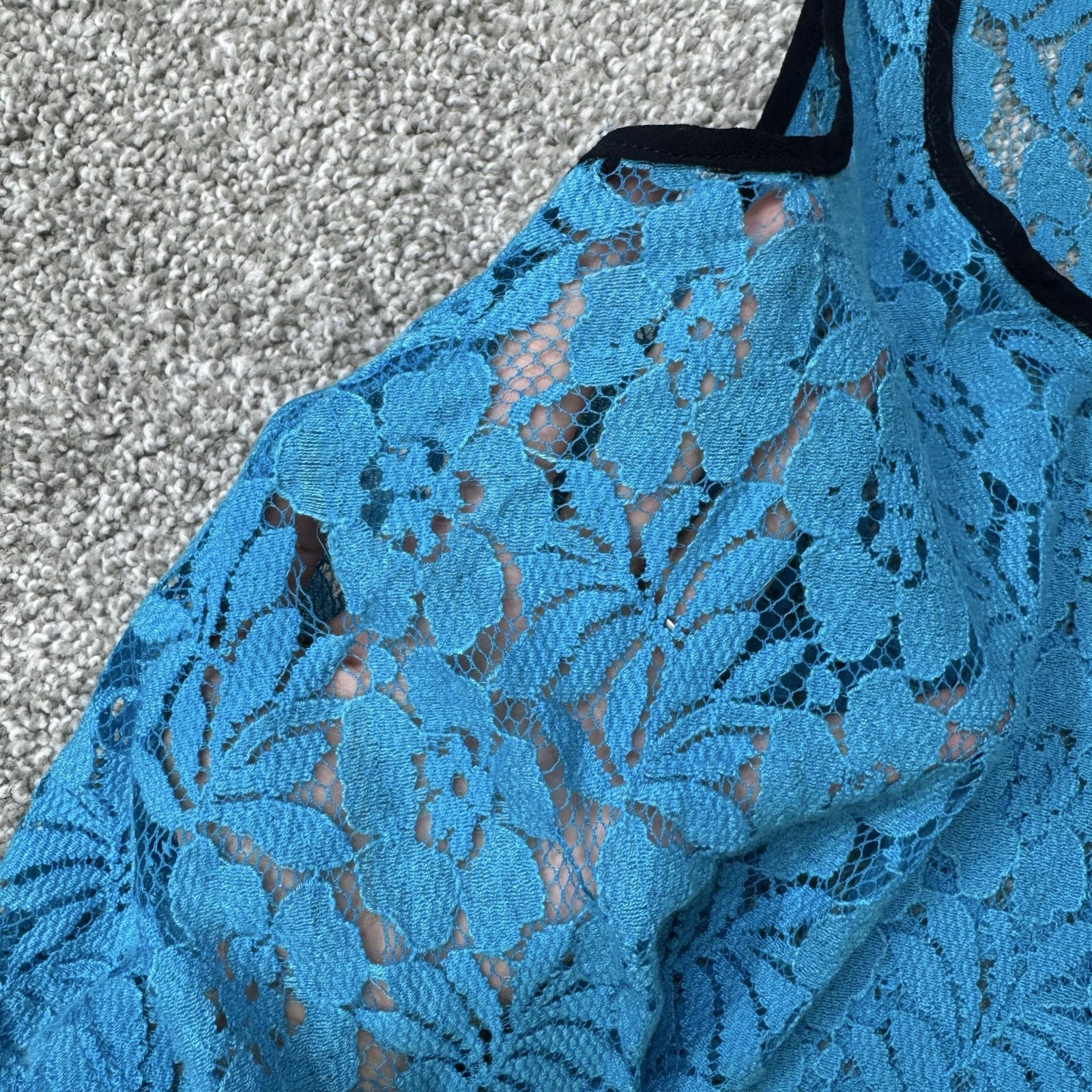 Lucca Couture Tank Womens Small Blue Lace Sheer Cropped Boho Y2K Indie Tumblr