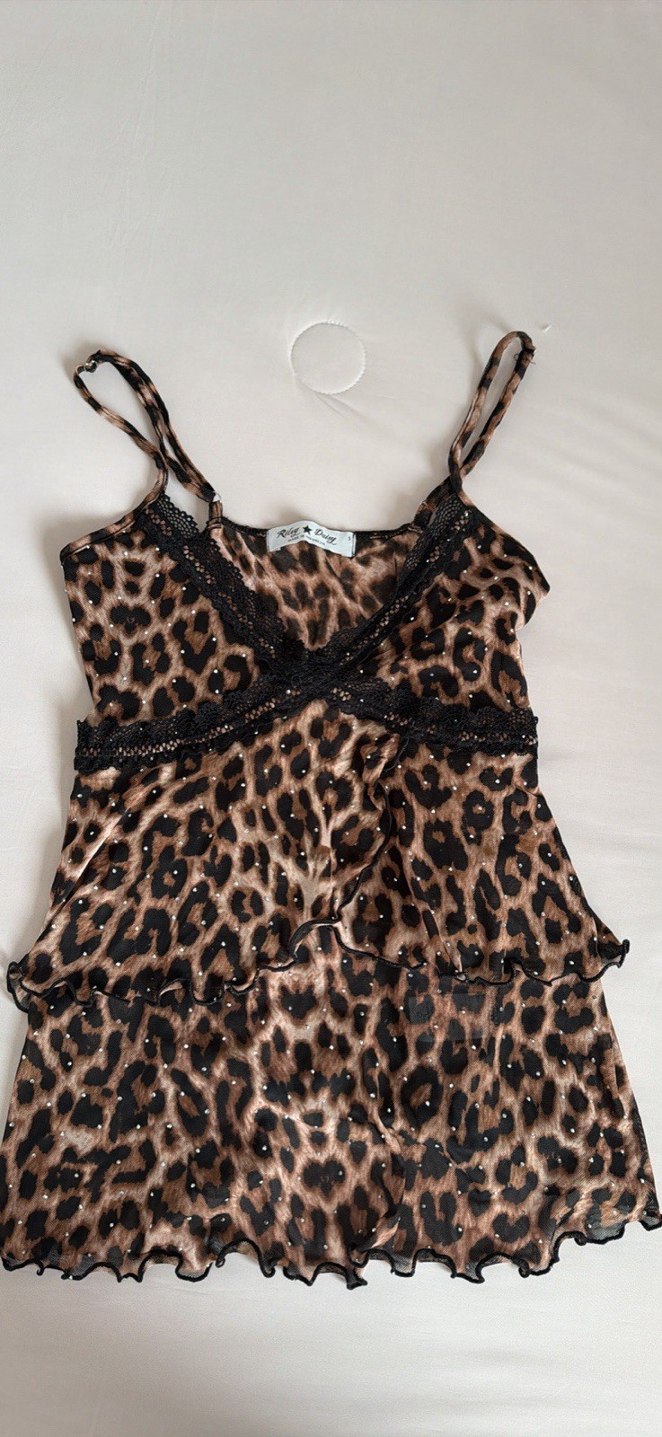 Daisy Leopard, Cami With Black Lace Trim Brand New Note Tag