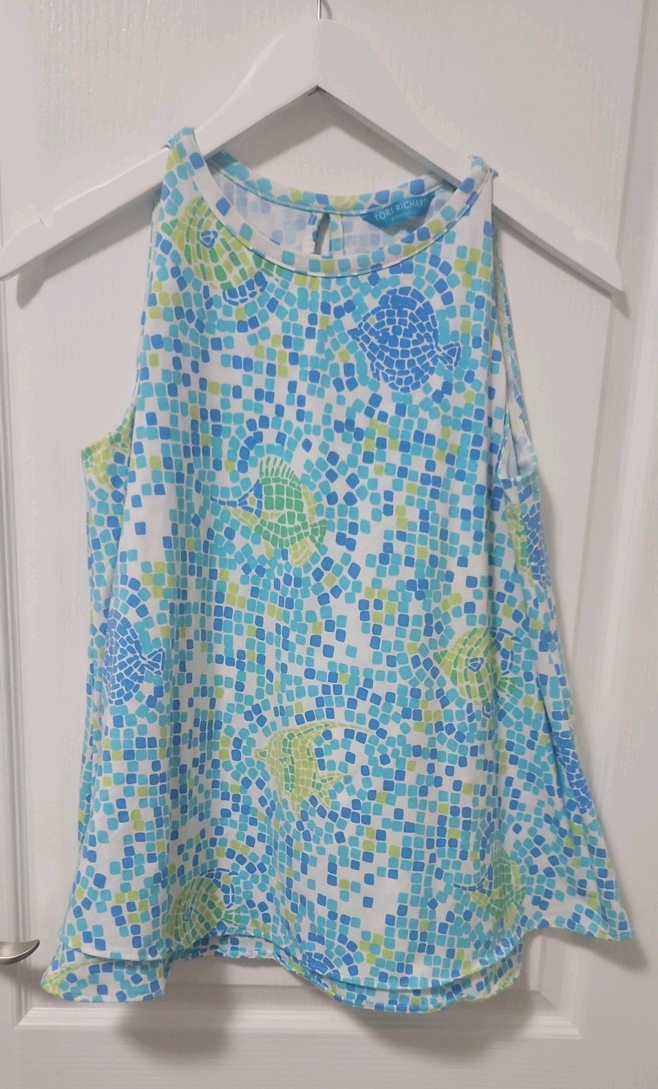 Women’s Tori Richard Honolulu Layered Sleeveless Top Small blue green