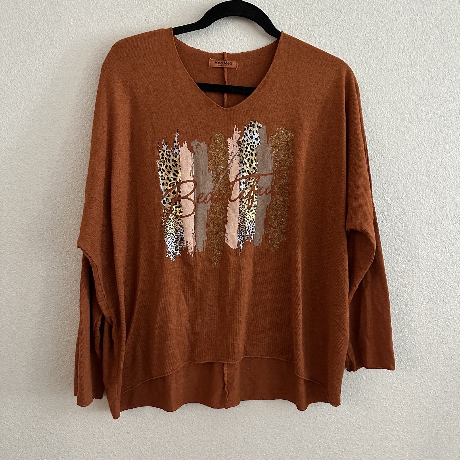 Meo Meli “Beautiful “ Long Sleeve Top Made in Italy