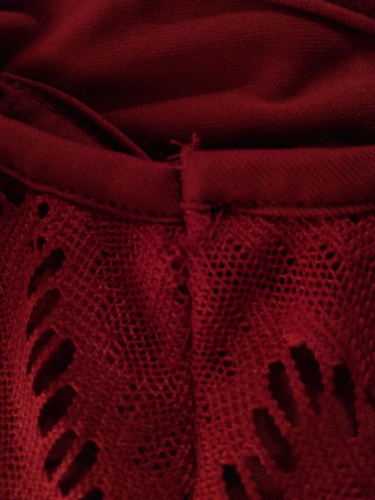 American City Wear Top Deep Red Lined Lace Mesh Swing Sz M