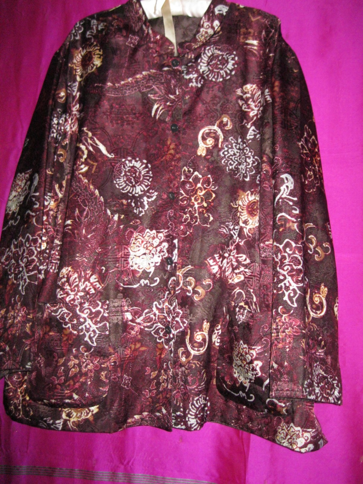 DK. BROWN, REVERSIBLE, L/S ASIAN STYLE JACKET, NEW, SZ. L/1X/2X/3X