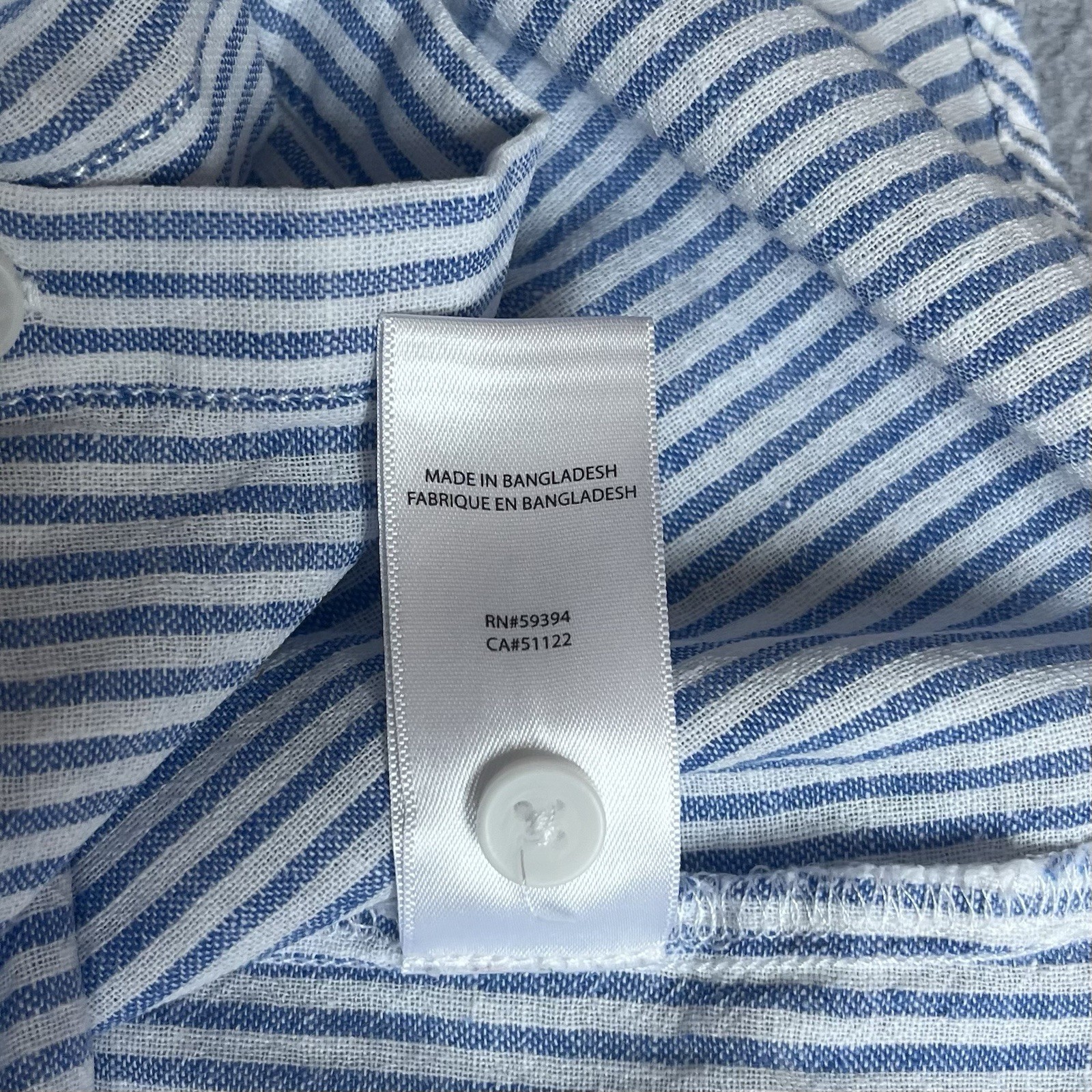 Beach Lunch Lounge Shirt Linen Blue White Striped Preppy Classic Money Medium