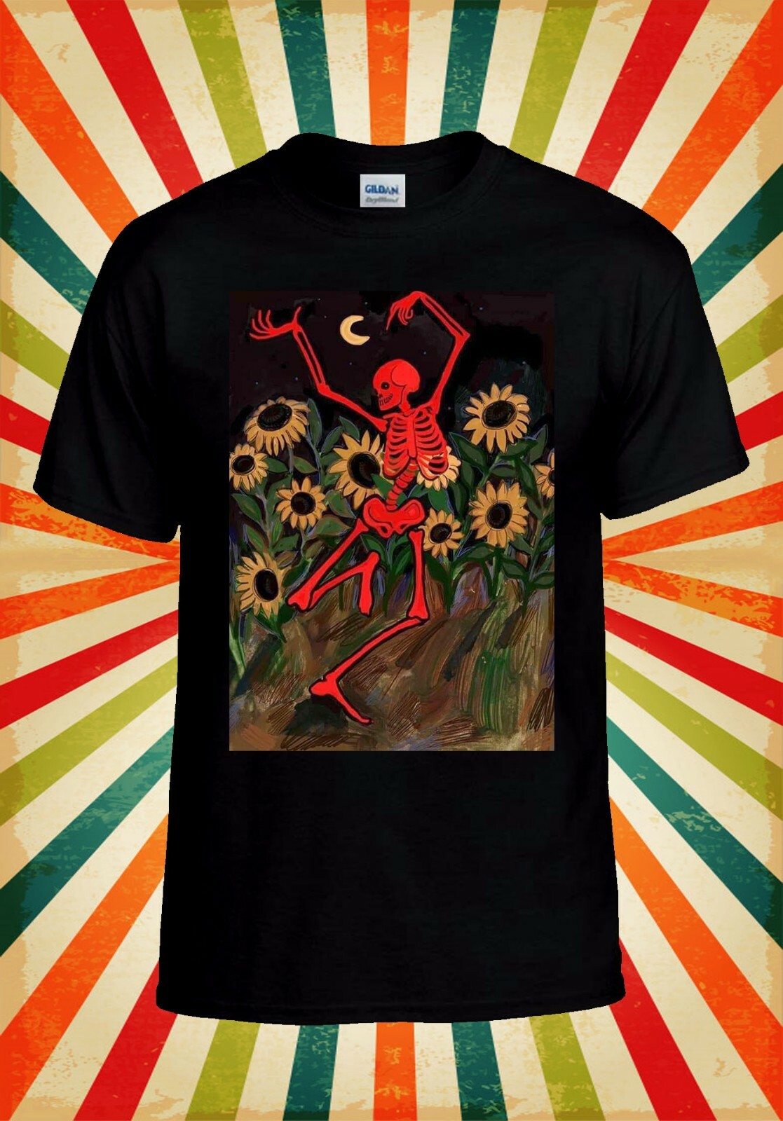 Dancing Skeleton In Flower Retro Men Women Vest Tank Top Unisex T Shirt 2598