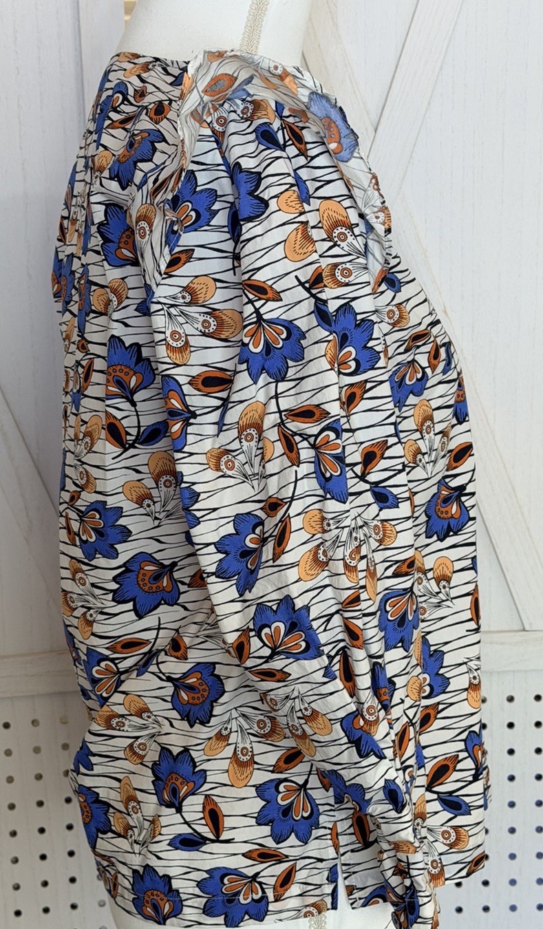Derek Lam 10 Crosby Oona Floral V-Neck Ruffle Blouse White Blue Size 2