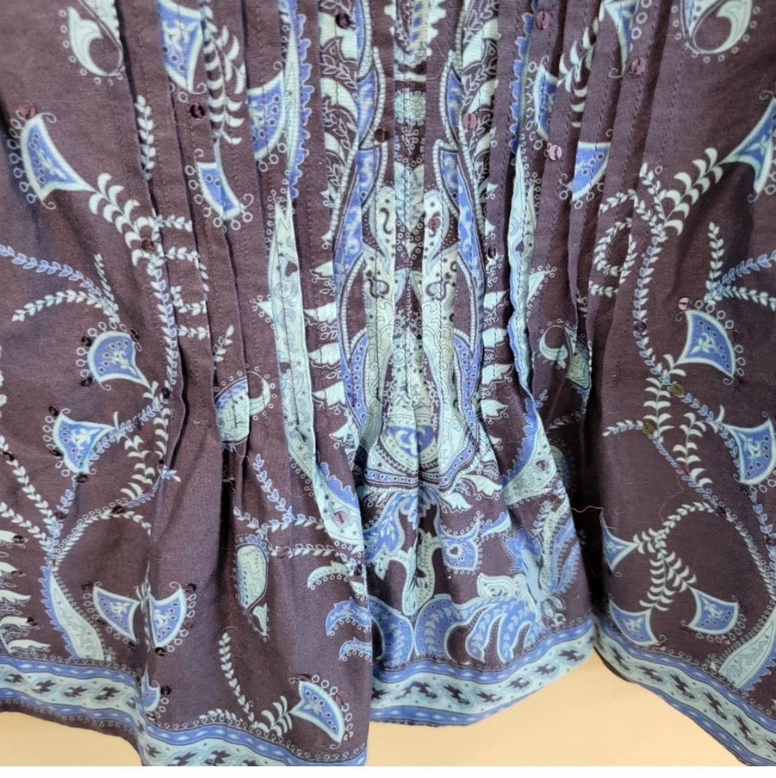 Vintage Talblots Womens Size Large Sequin V Neck Pleated Office Siren Career Top
