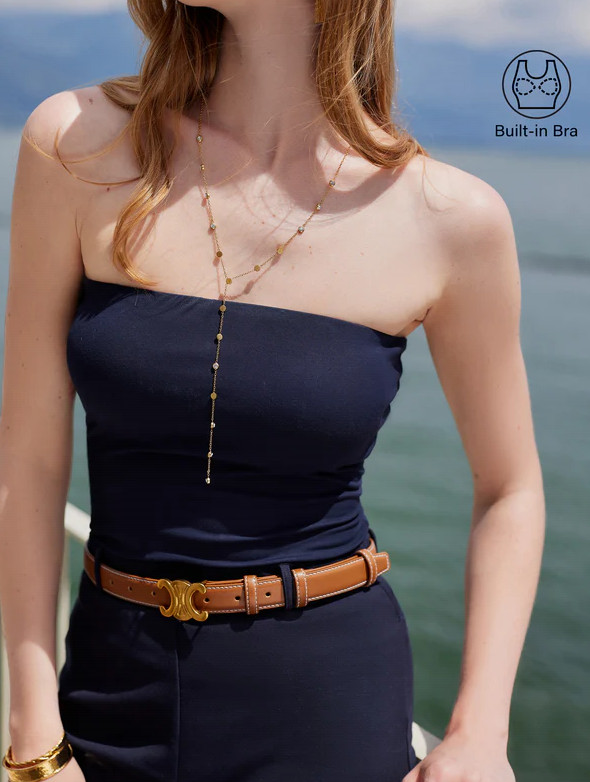 Oglmove Non-slip Essential Tube Bra Top, Midnight Navy