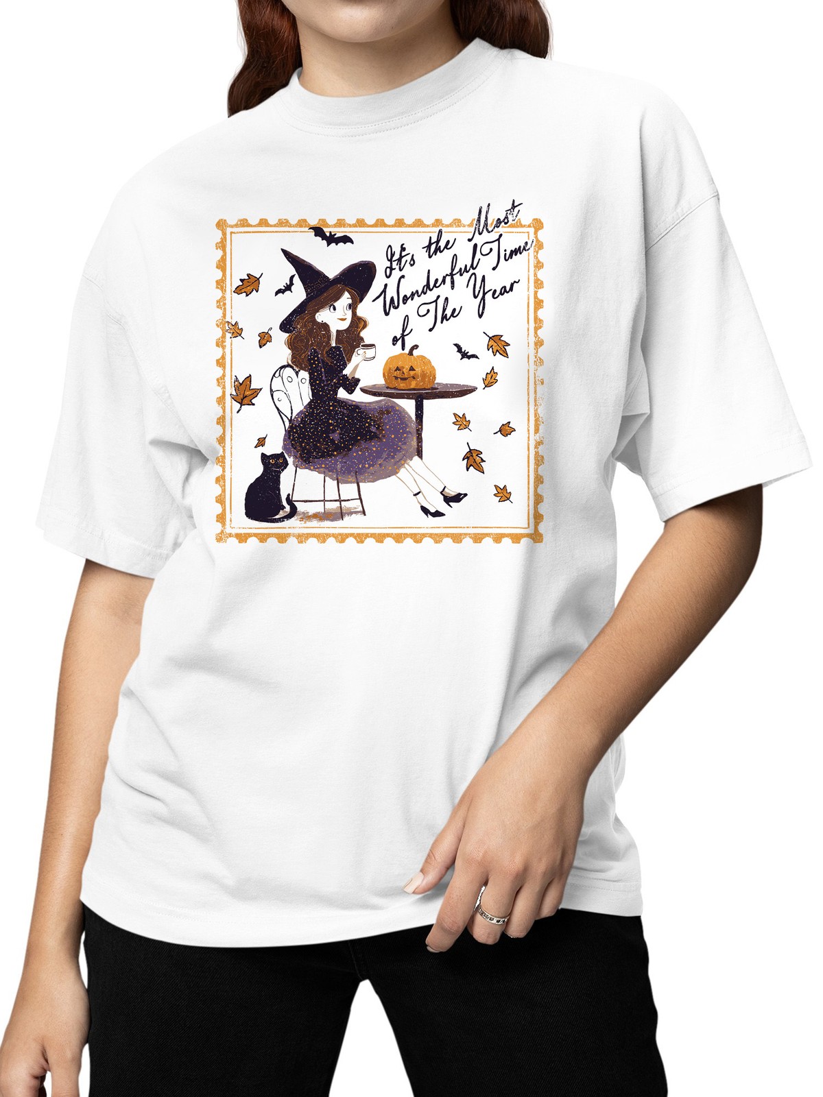Enchanted Autumn Witch Illustration Women’s T-shirt