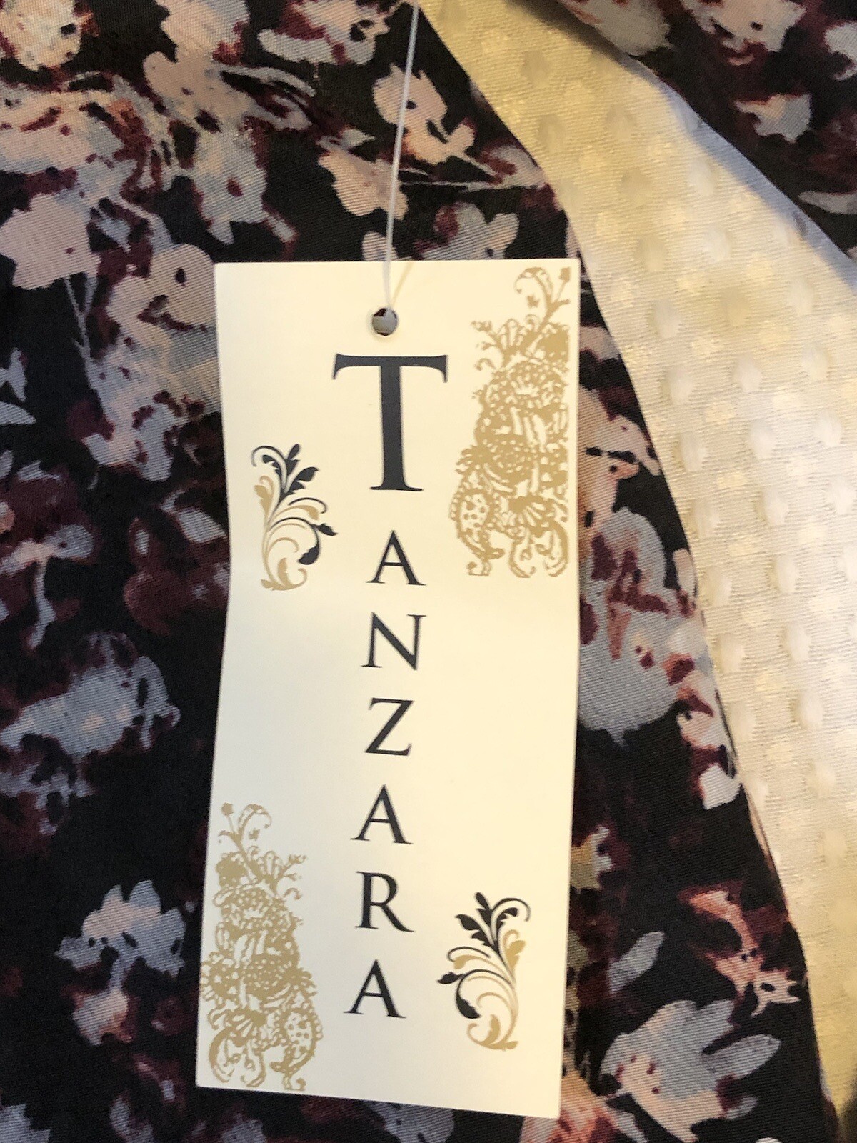 TANZARA – Women’s Large – NEW – Black Pink Floral Lace Panel Blouse – MSRP $43