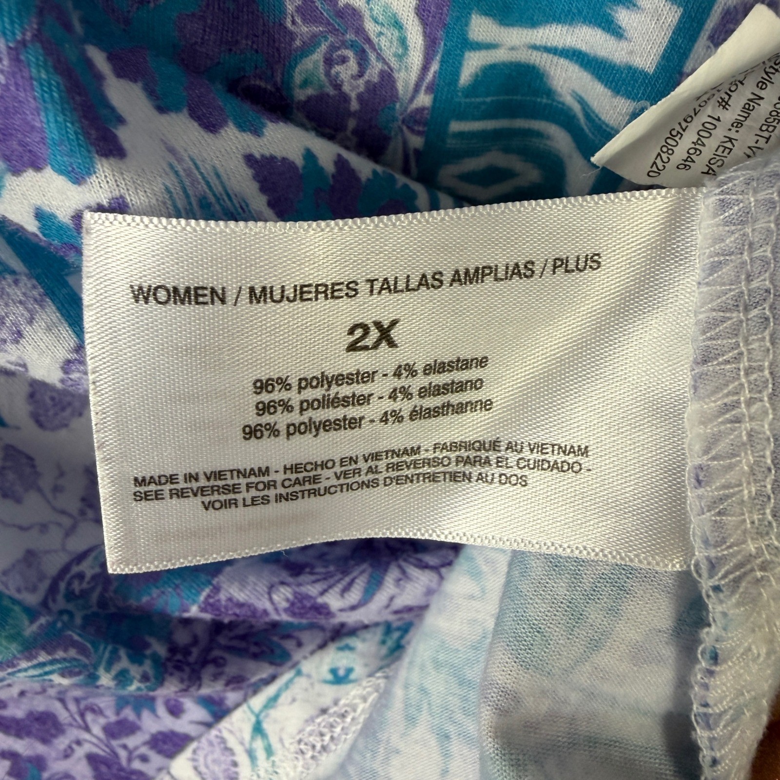 Gloria Vanderbilt Keisa Women’s 2X Purple Studded Cut Out Handkerchief Blouse