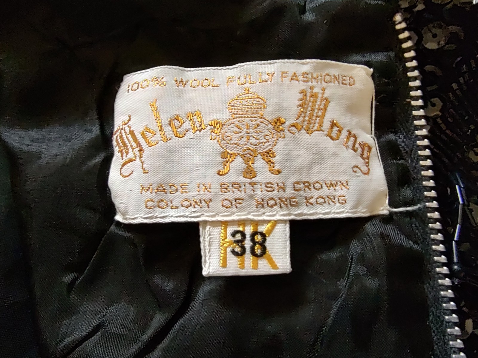 Vintage Helen Wong Black Sequined Wool Shell Top – 38