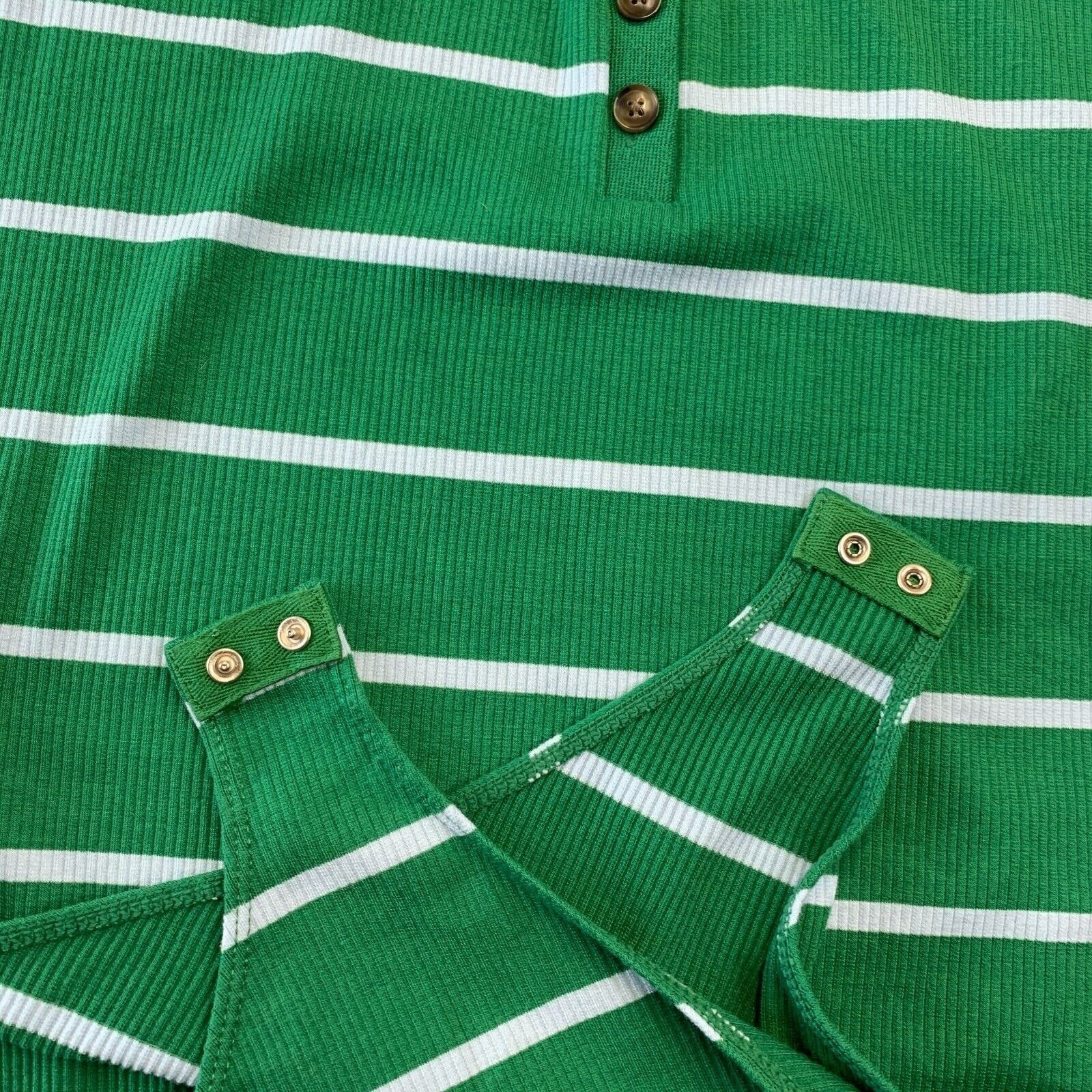 LA Ligne x Target Green Striped Ribbed Henley Bodysuit Womens 2X French Girl