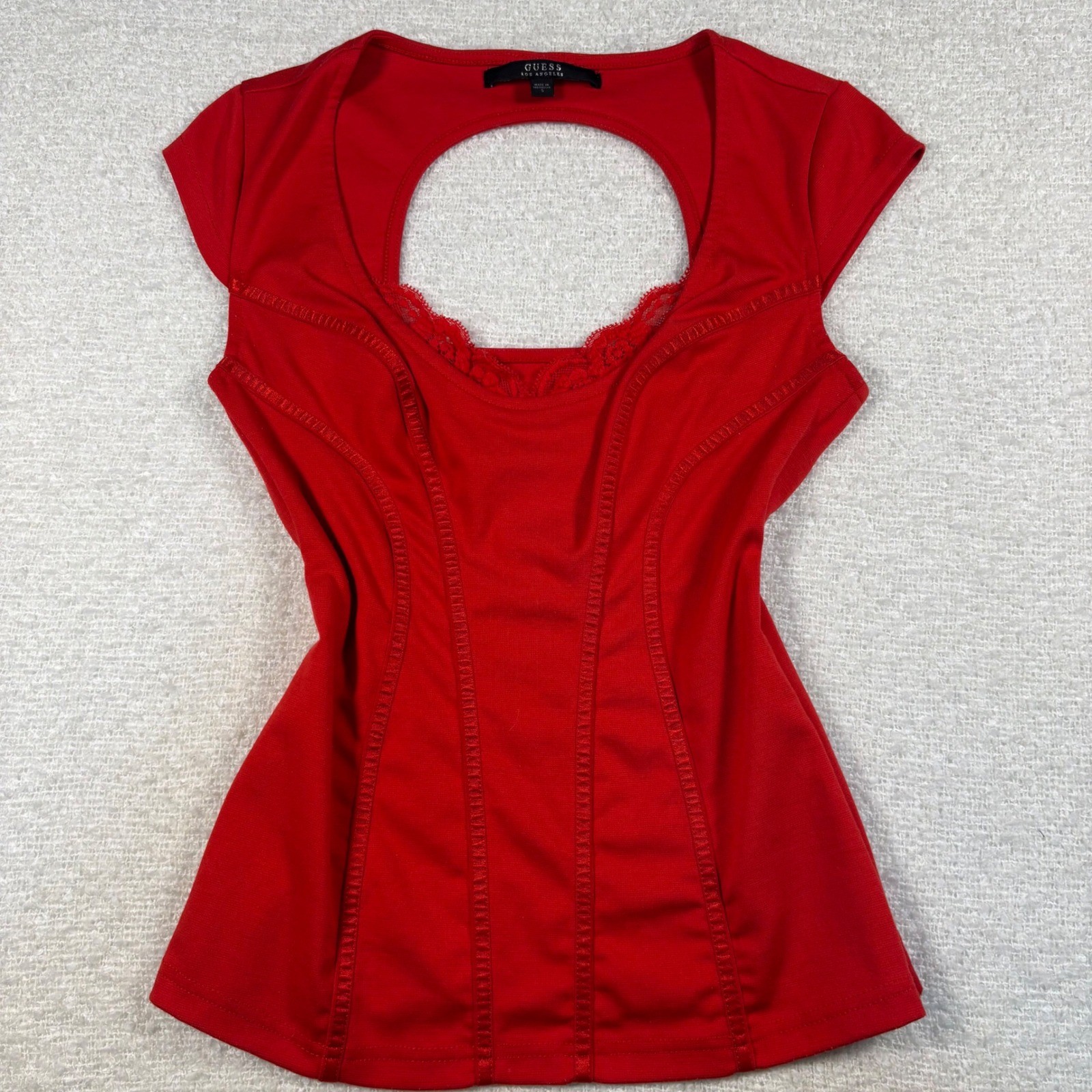 Y2K guess red corset princess sweetheart lace top coquette romantic 00s club