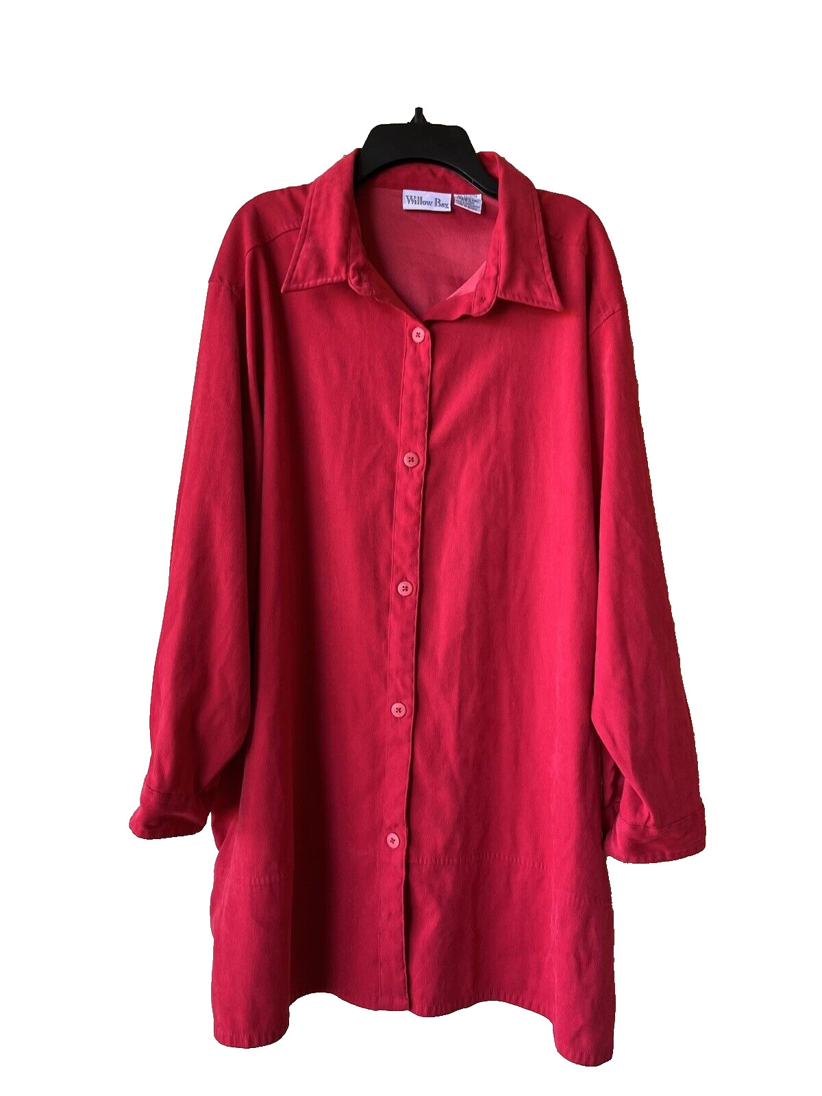 Willow Bay womens Vintage Red Soft Microsuede Tunic Blouse Top size 3X (22-24W)