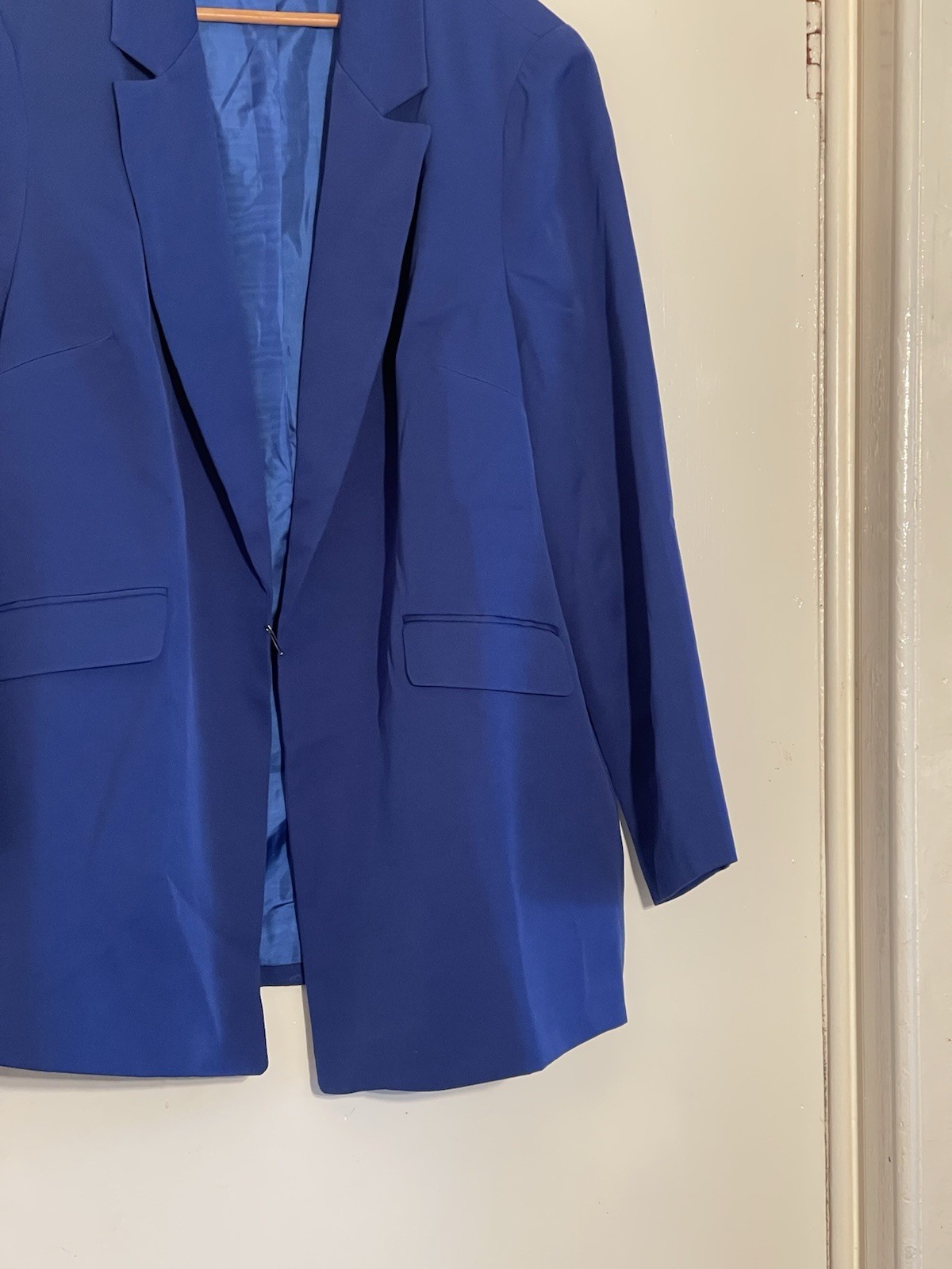 YOURS PLUS SIZE None Button Long Sleeve Casual Blazer Blue Women’s U.K-24”
